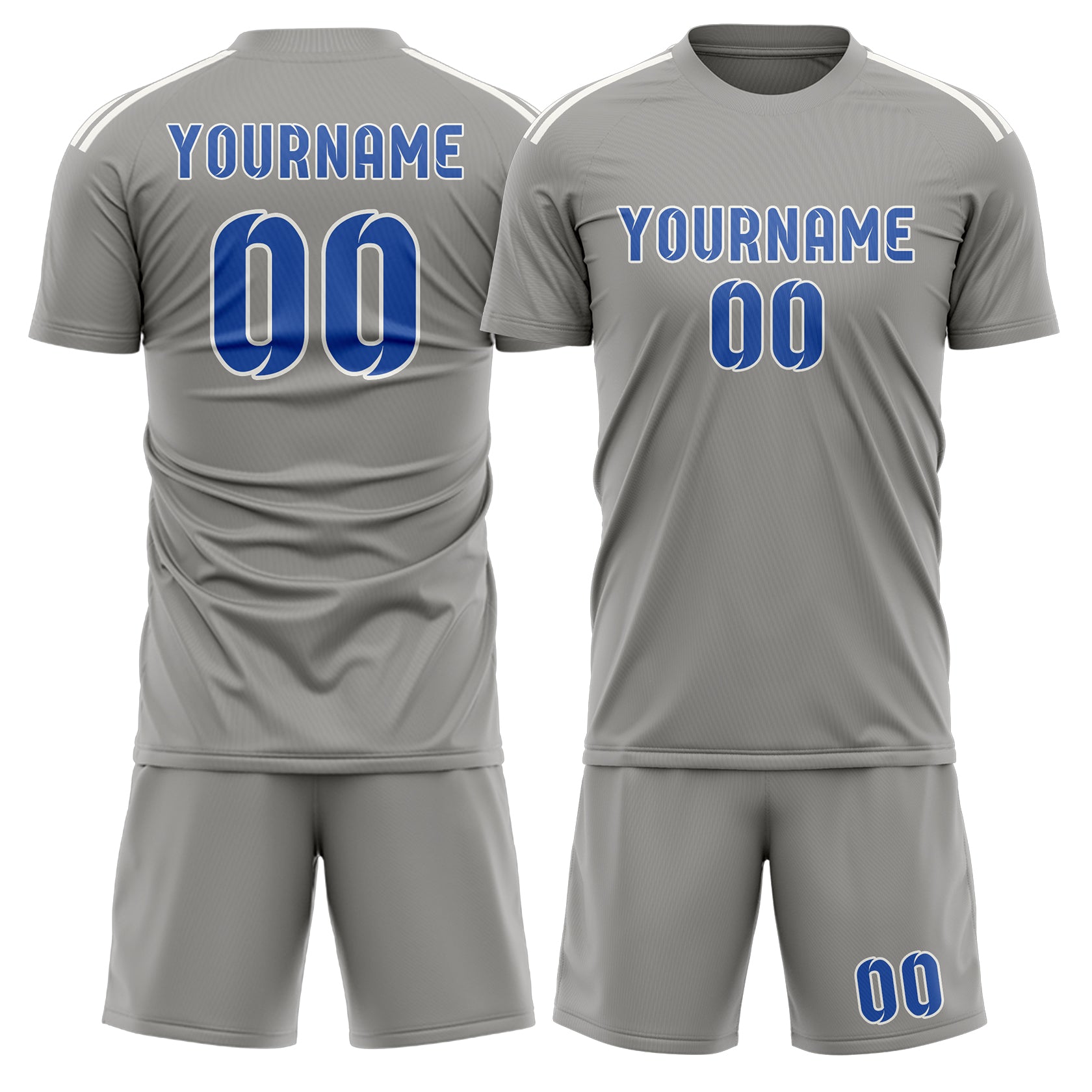 Maßgeschneidertes Professionelles Grau Himmelblau Fußballtrikot-Set