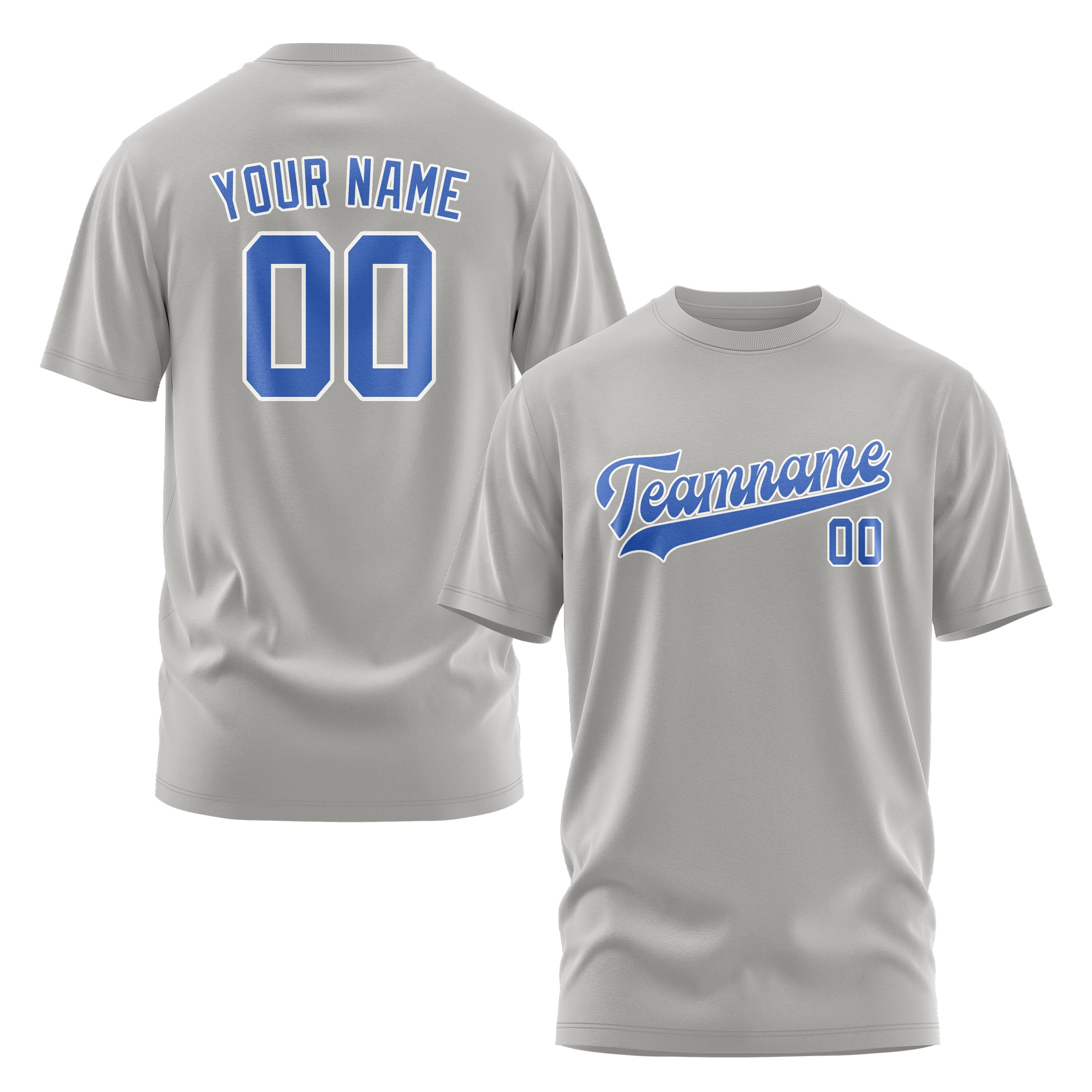 Maßgeschneidertes Grau Himmelblau T-Shirt