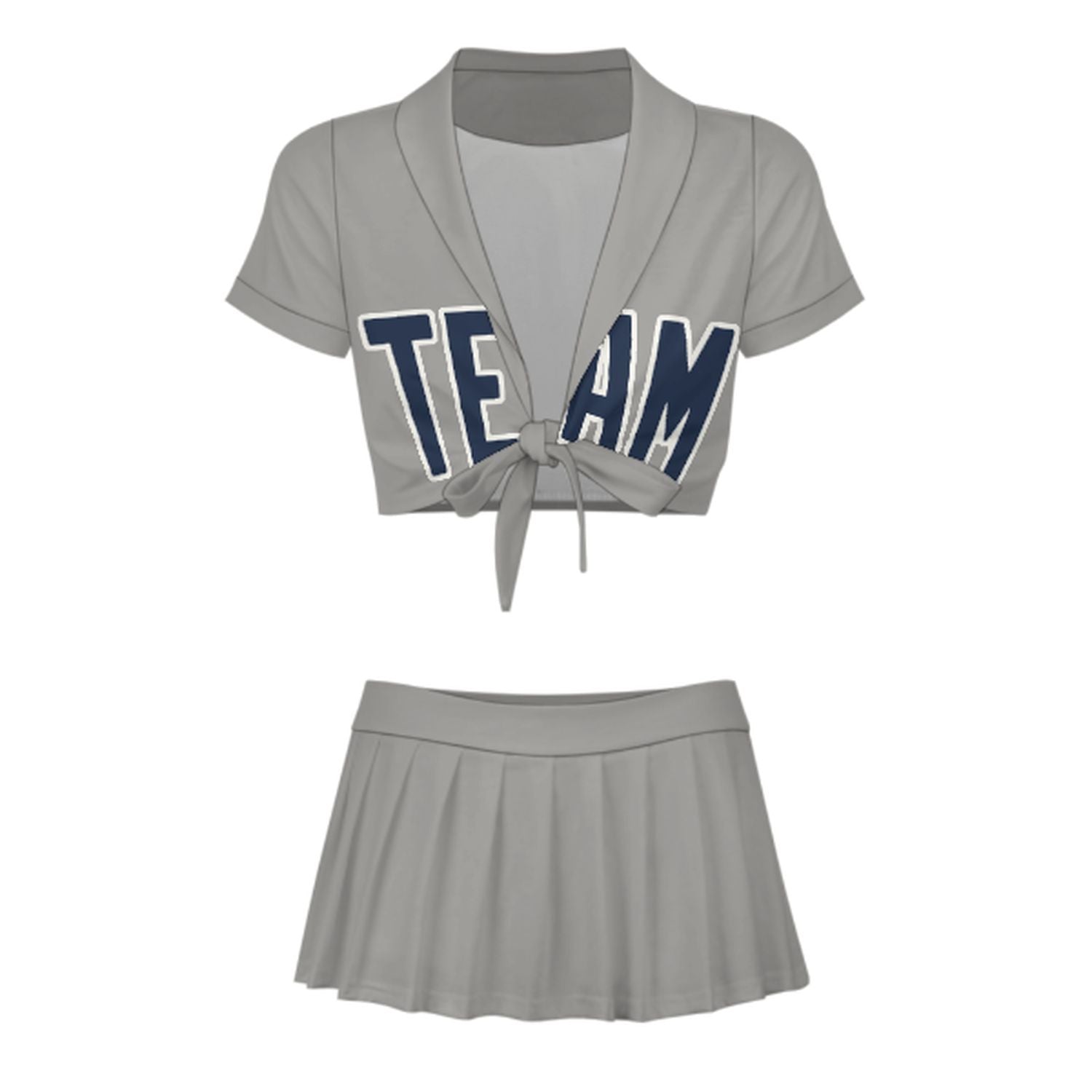 Maßgeschneidertes Grau Marineblau Cheerleader Outfit Set