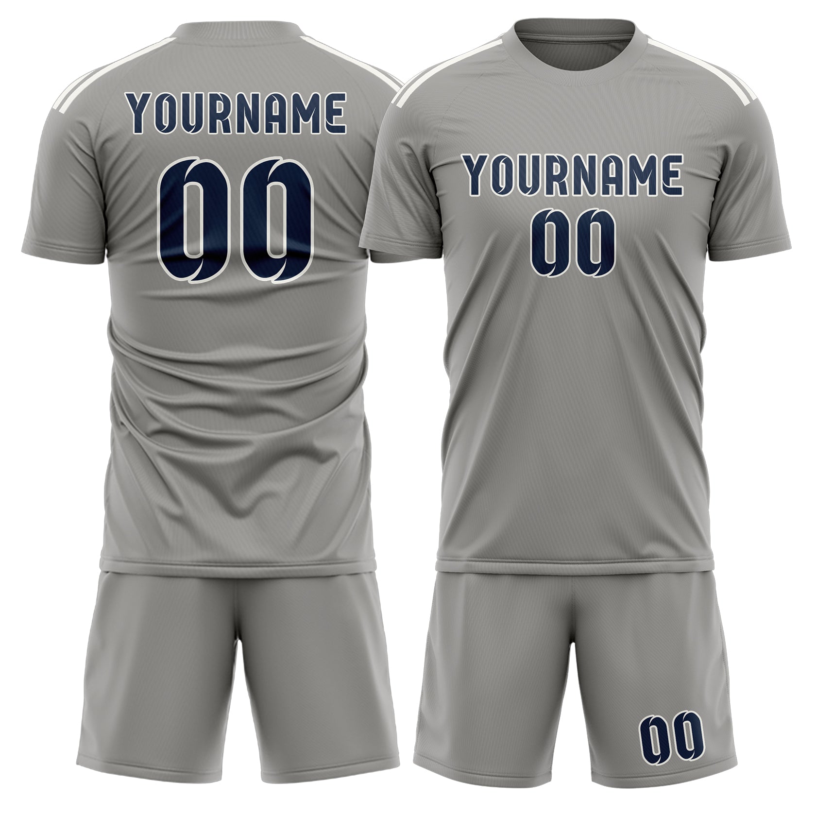 Maßgeschneidertes Professionelles Grau Marineblau Fußballtrikot-Set