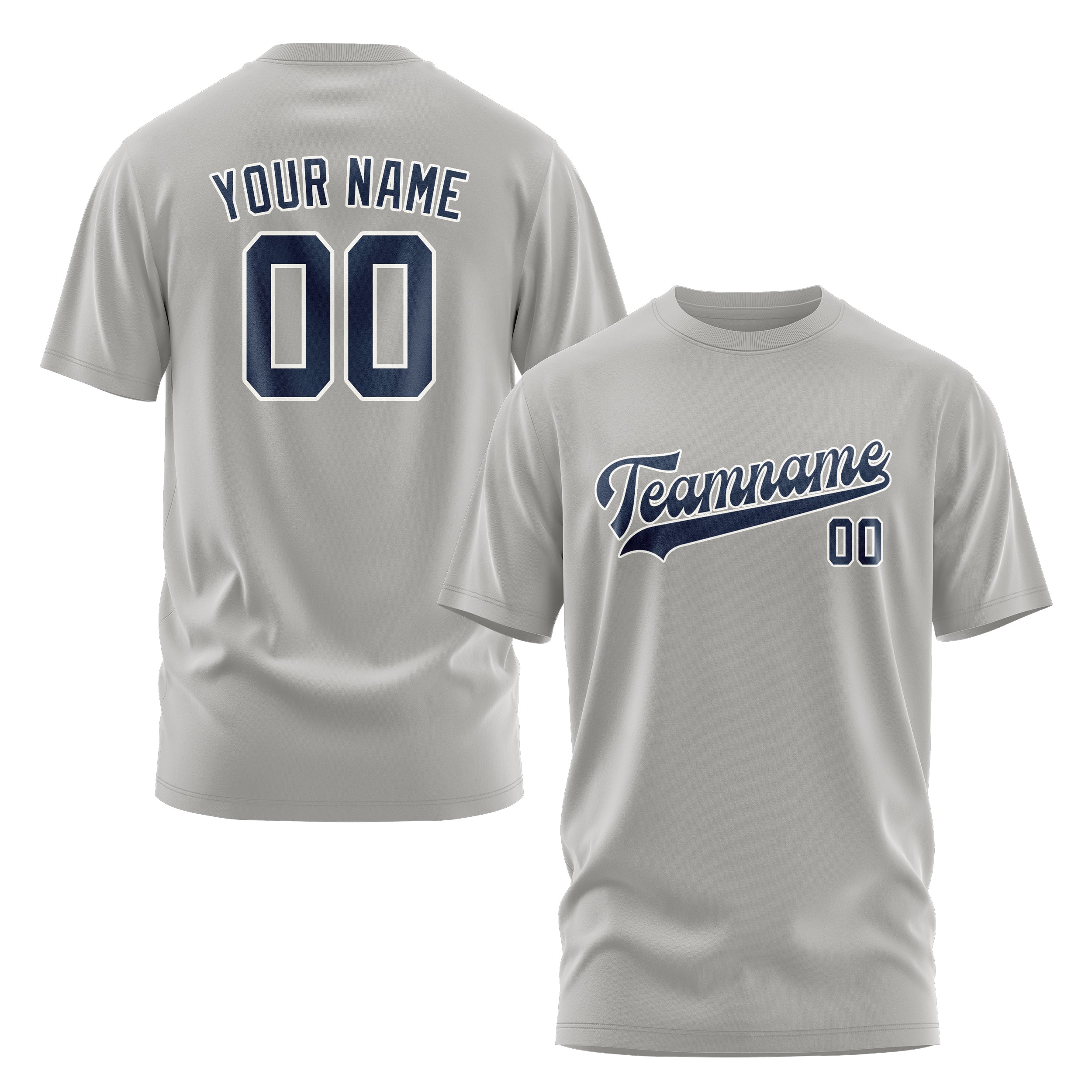 Maßgeschneidertes Grau Marineblau T-Shirt