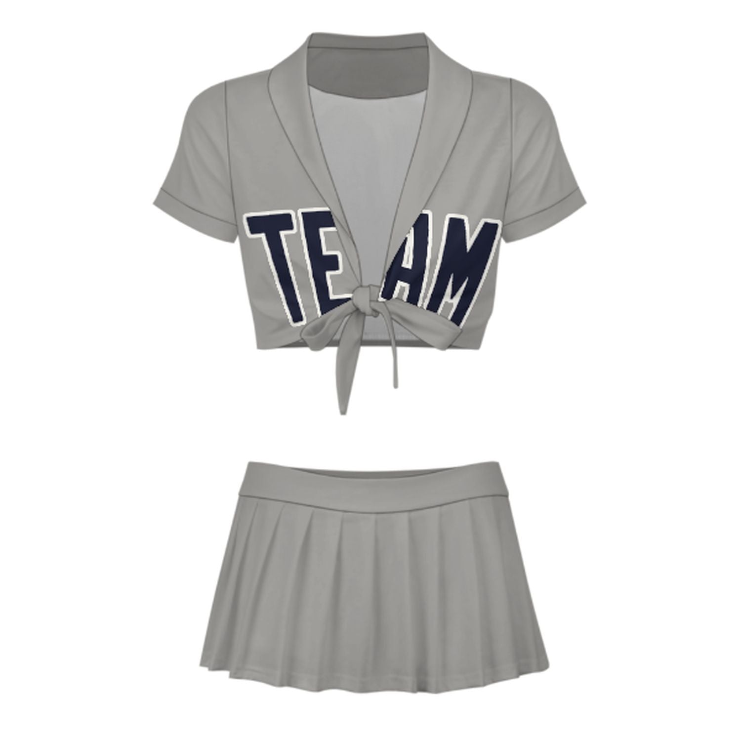 Maßgeschneidertes Grau Stahlblau Cheerleader Outfit Set