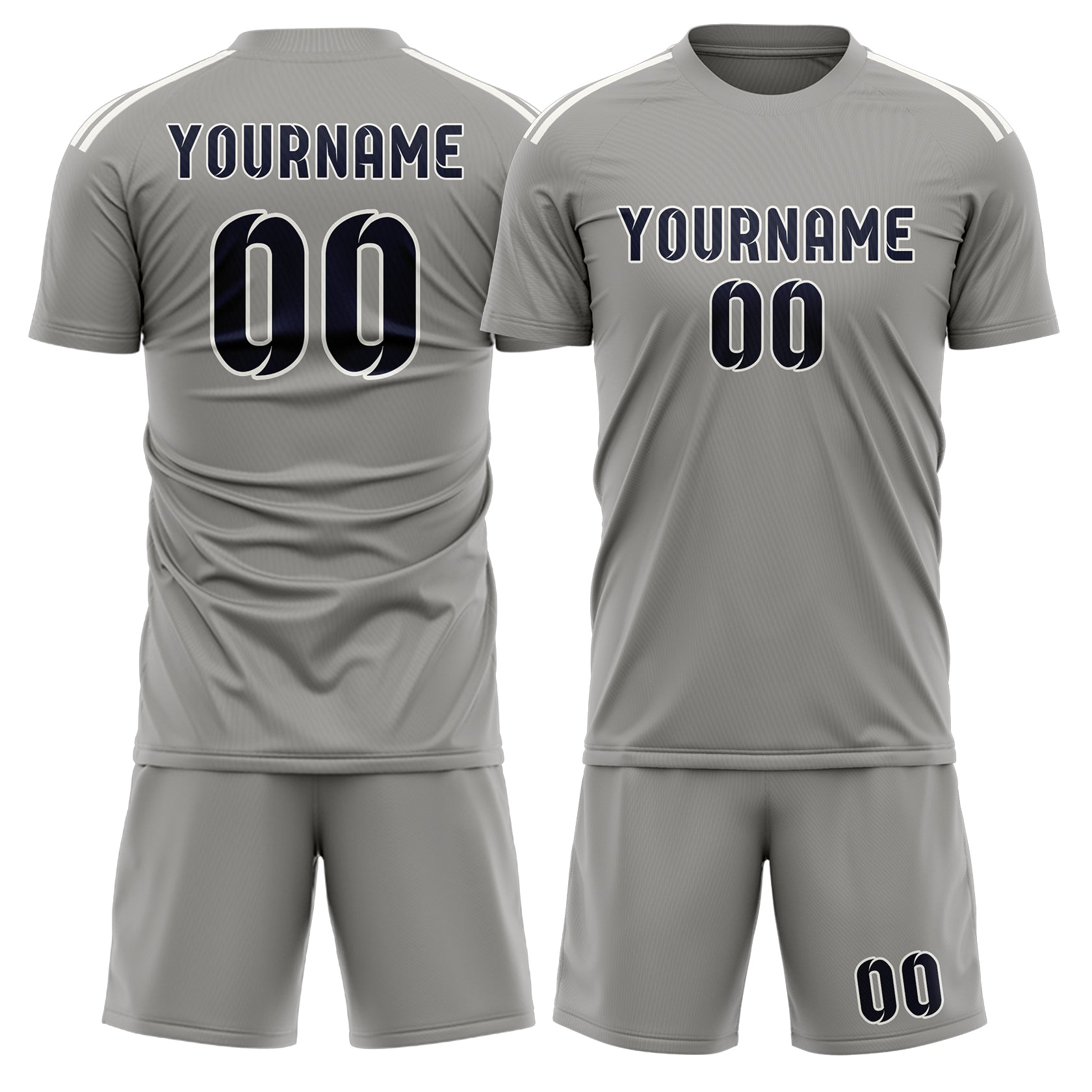 Maßgeschneidertes Professionelles Grau Stahlblau Fußballtrikot-Set
