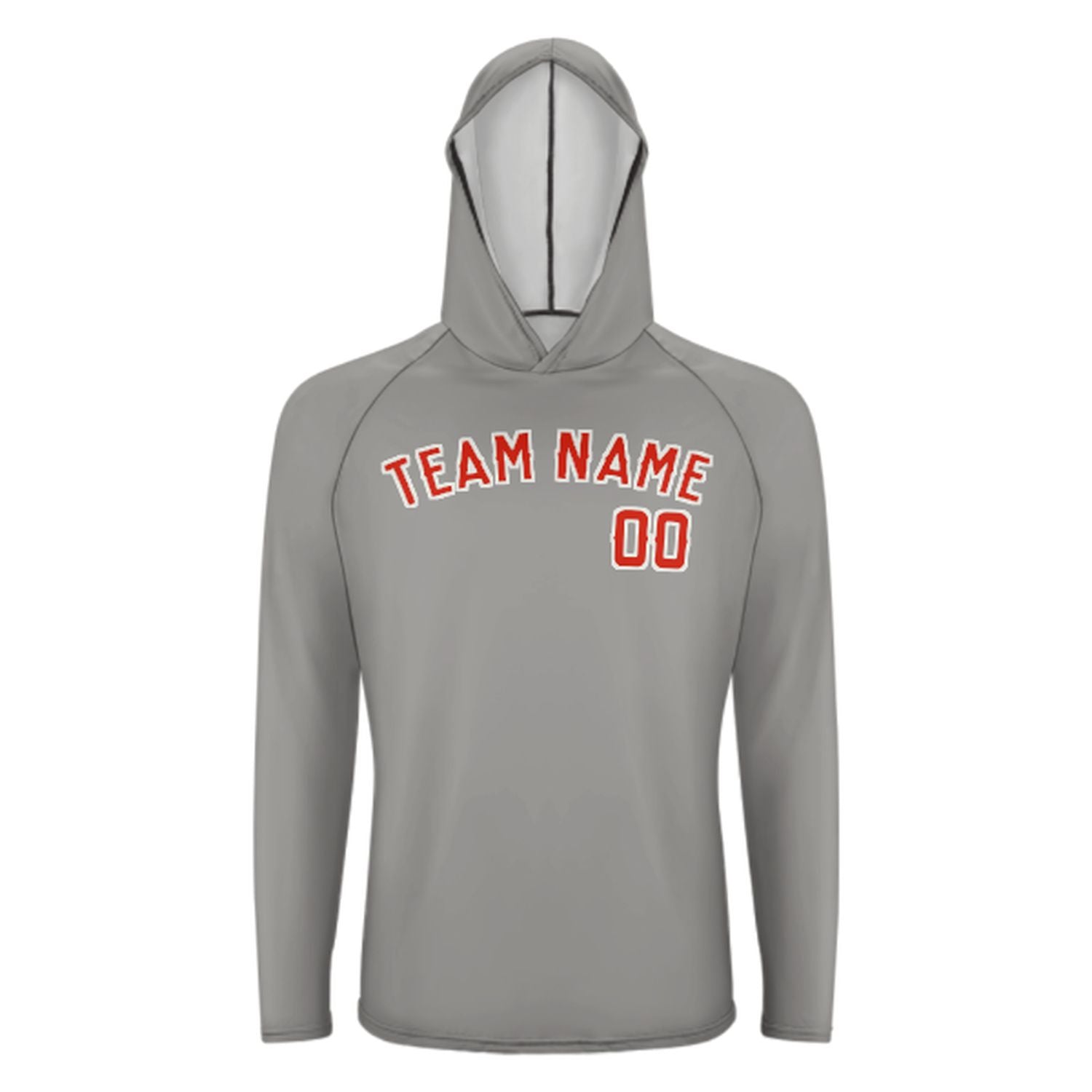 Maßgeschneidertes Grau Orangerot UV-Hoodie