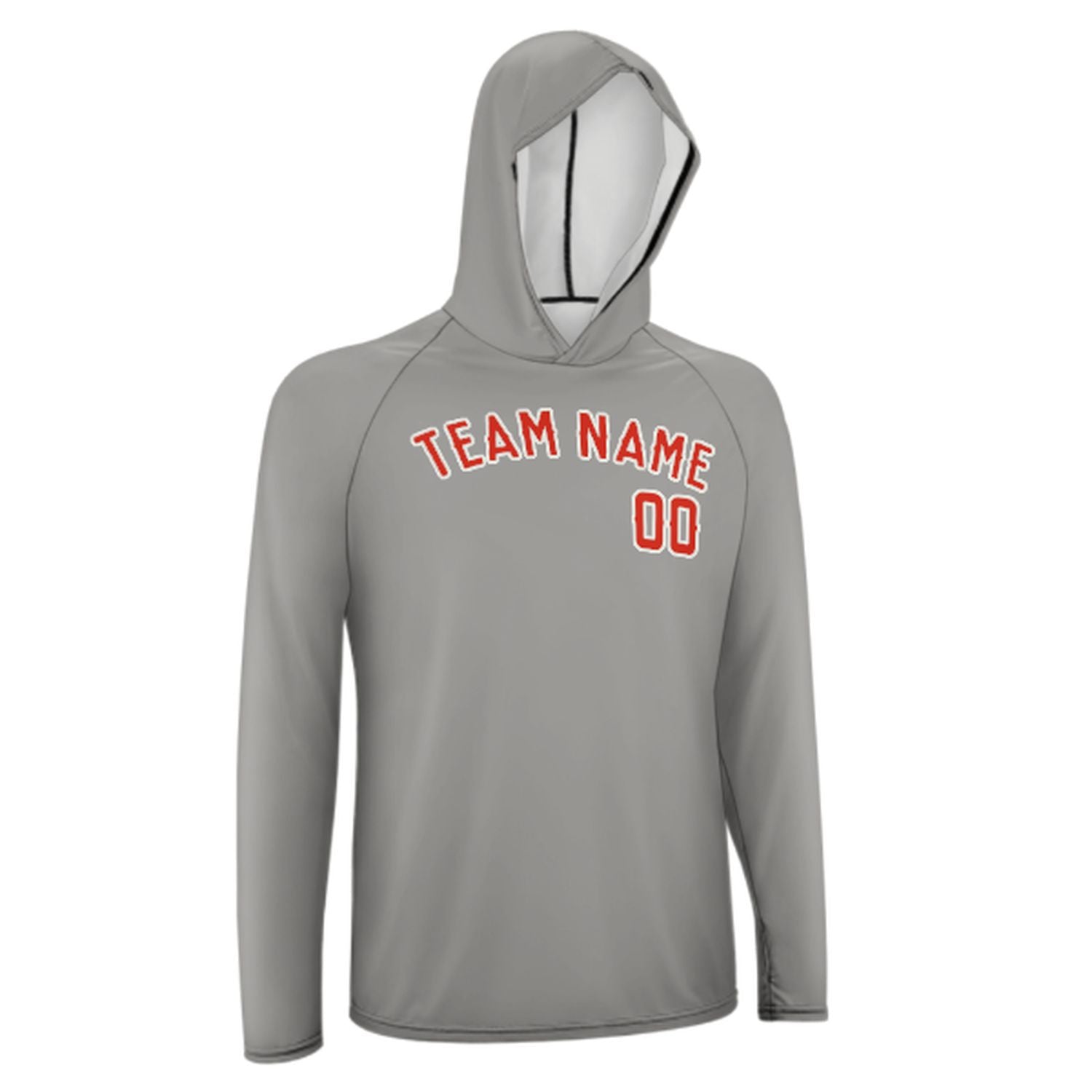 Maßgeschneidertes Grau Orangerot UV-Hoodie