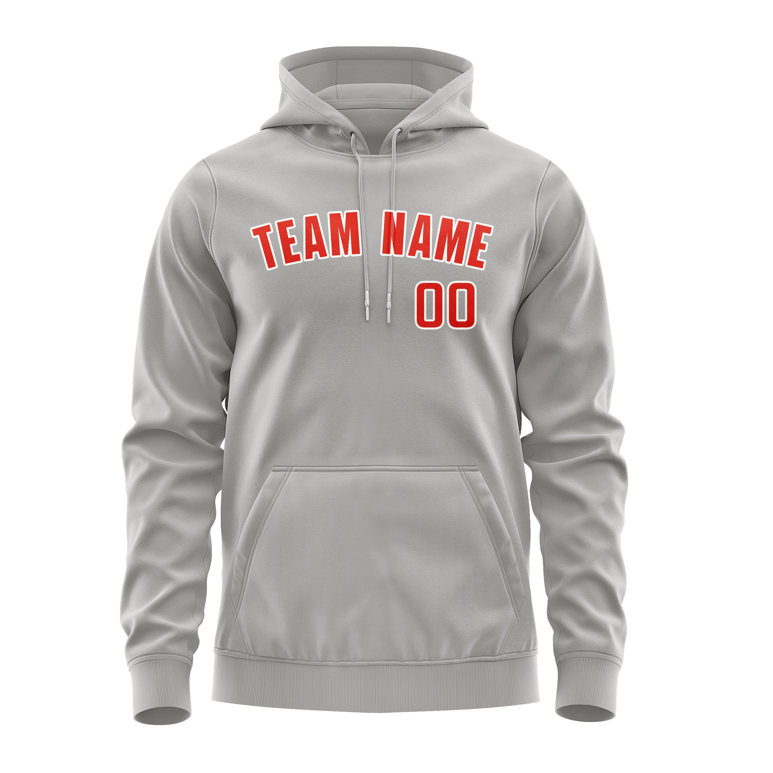 Maßgeschneidertes Grau Orangerot Hoodie