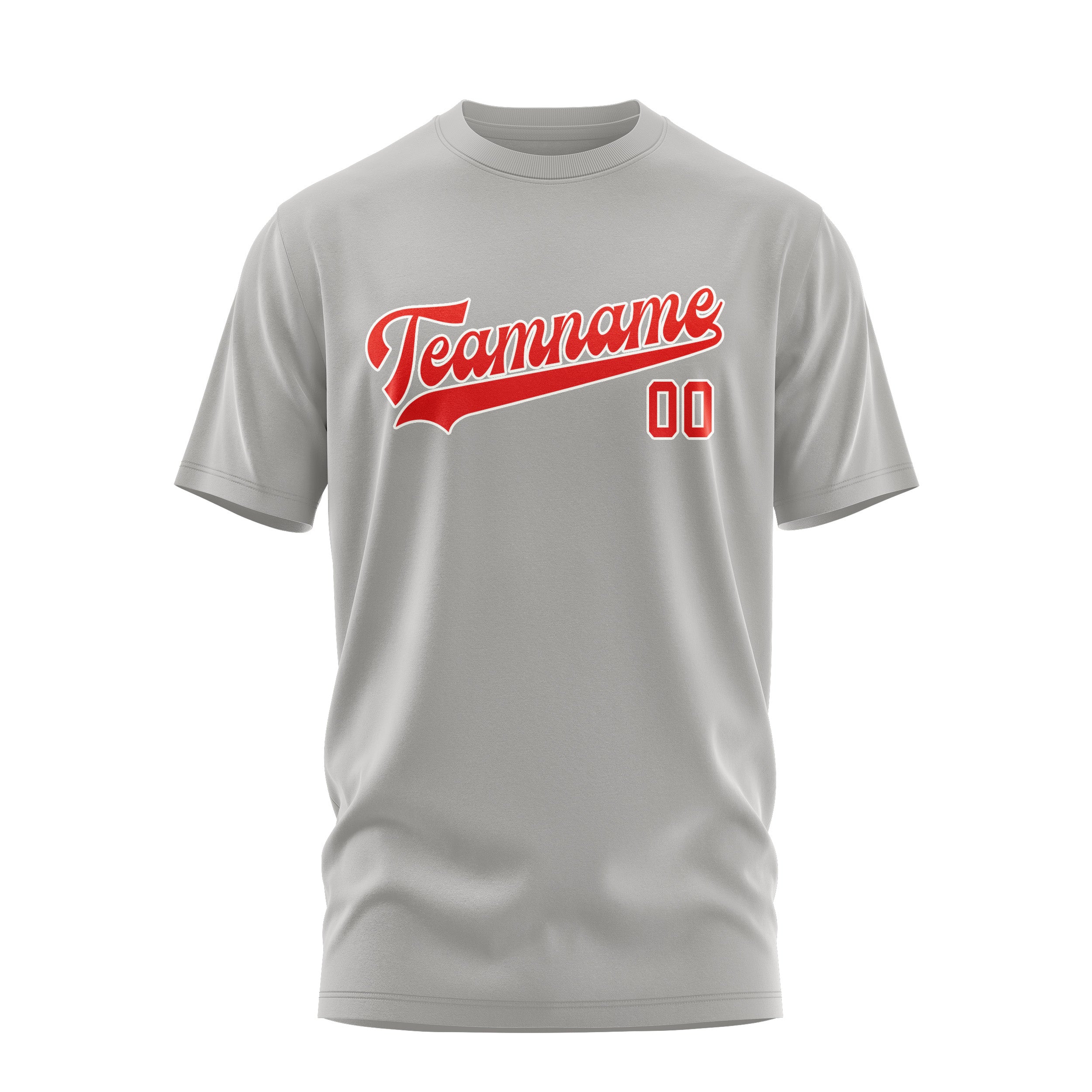 Maßgeschneidertes Grau Orangerot T-Shirt