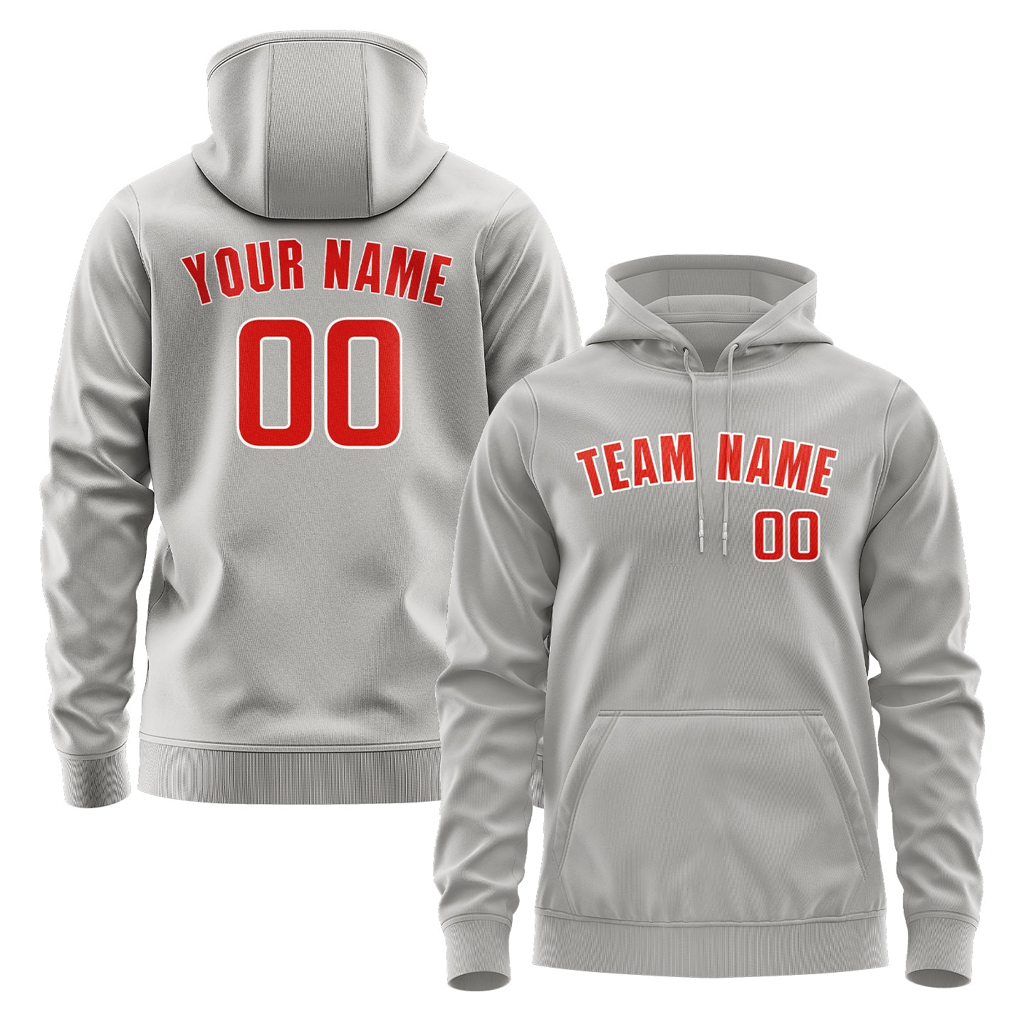 Maßgeschneidertes Grau Orangerot Hoodie
