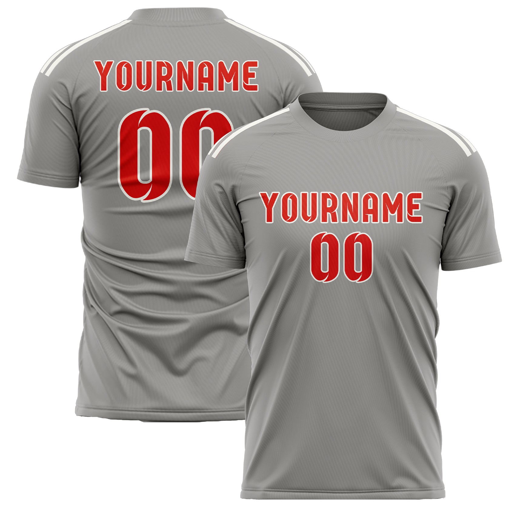 Benutzerdefiniertes Professionelles Grau Orangerot Fußballtrikot
