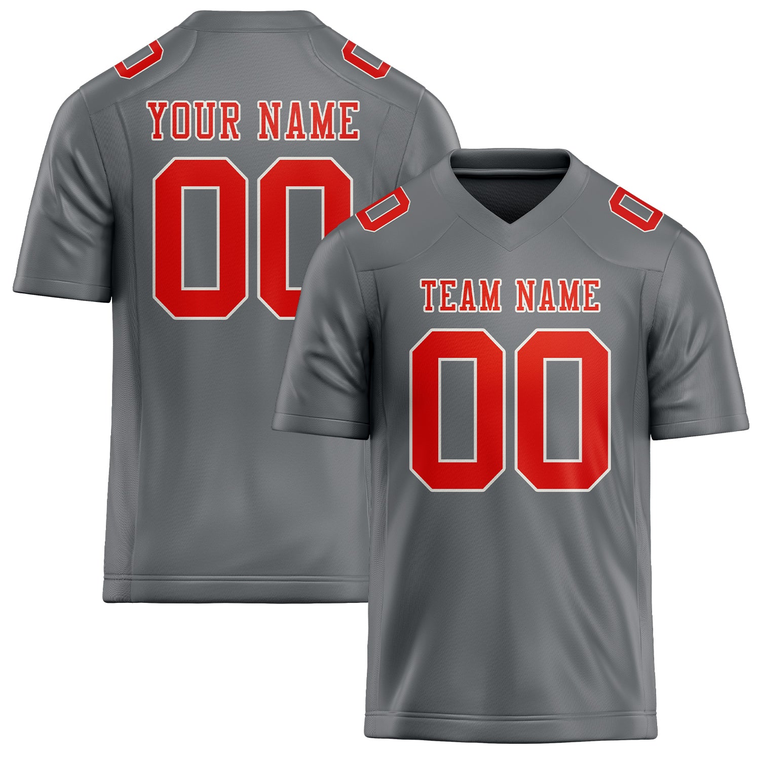 Maßgeschneidertes Professionelles Grau Orangerot Rugbytrikot