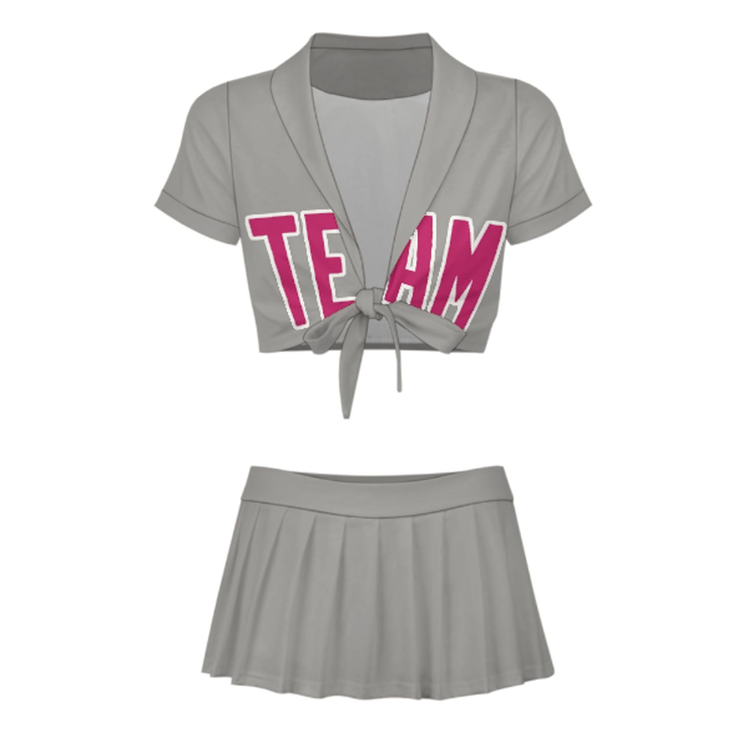 Maßgeschneidertes Grau Rosarot Cheerleader Outfit Set