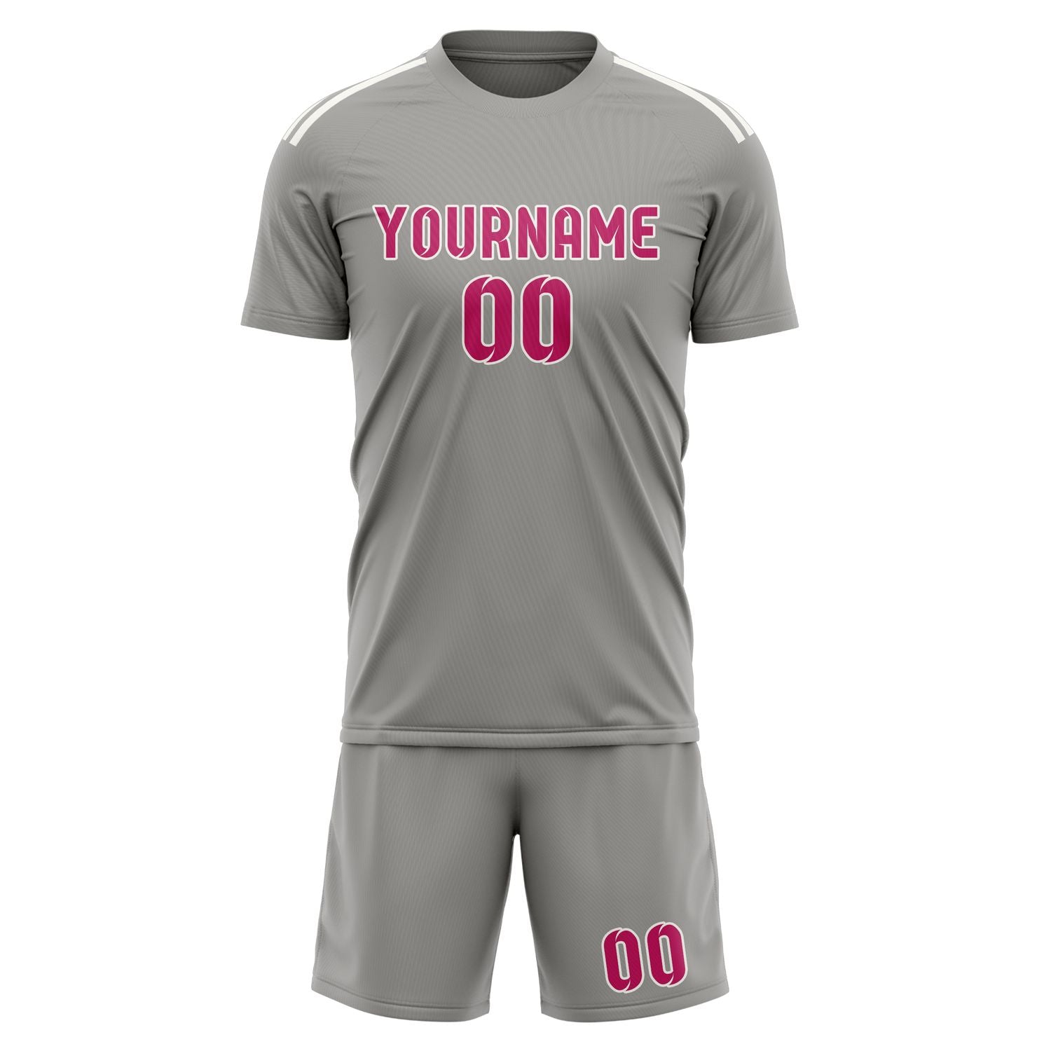 Maßgeschneidertes Professionelles Grau Rosarot Fußballtrikot-Set