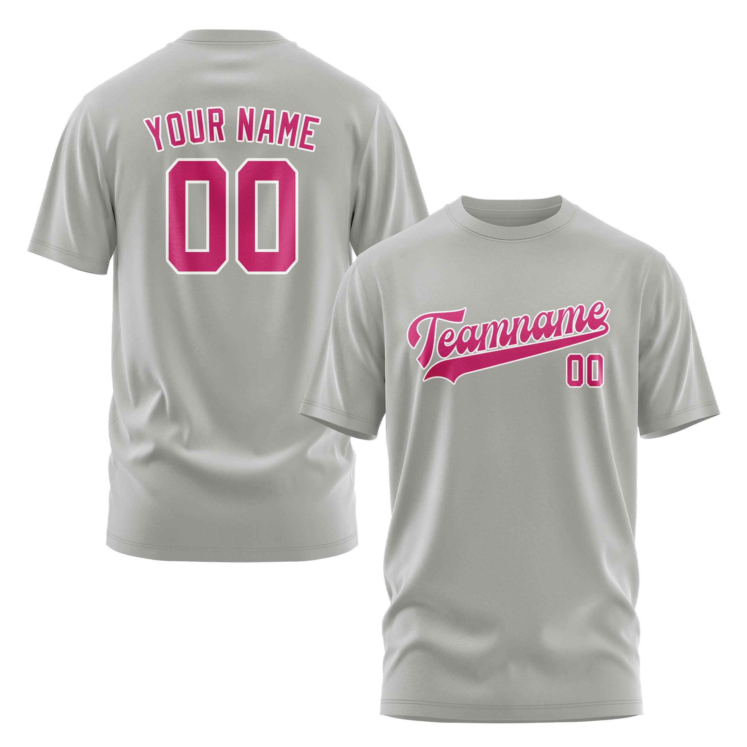 Maßgeschneidertes Grau Rosarot T-Shirt