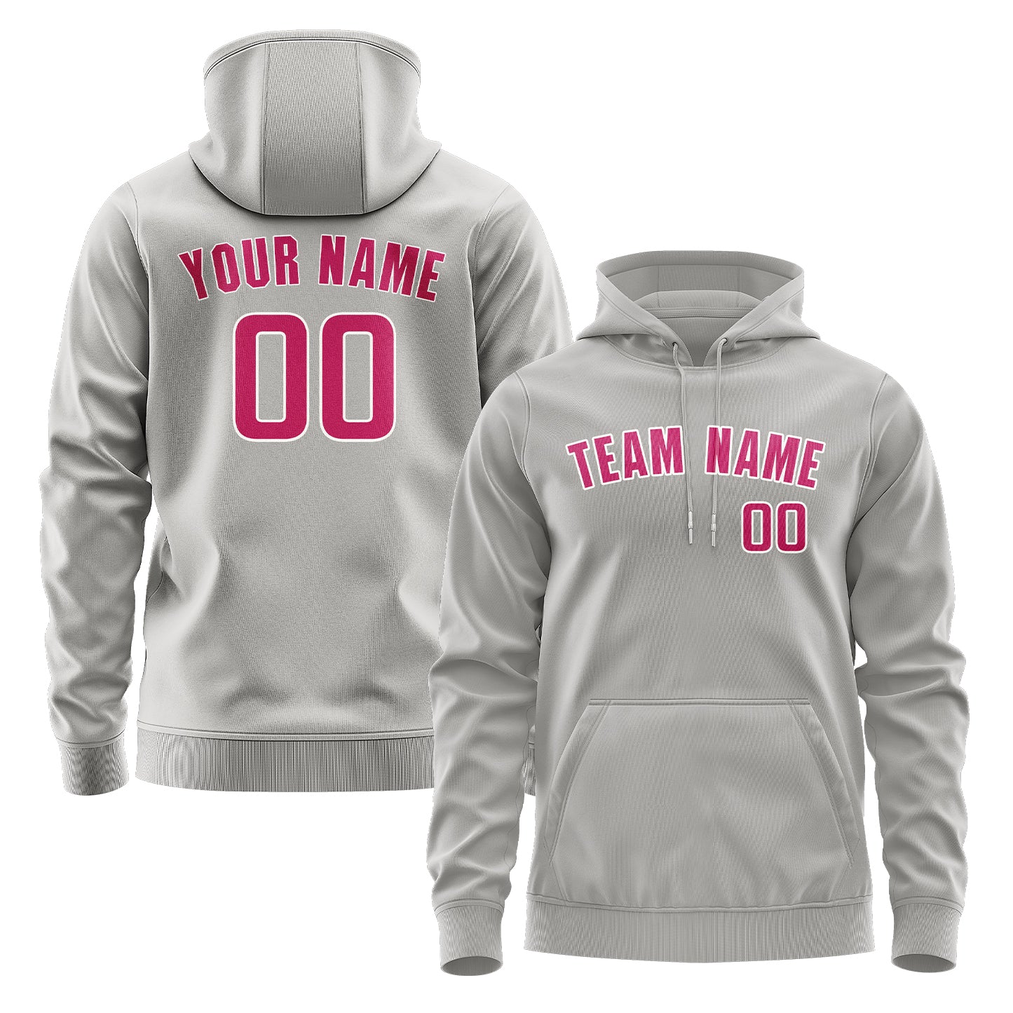 Maßgeschneidertes Grau Rosarot Hoodie