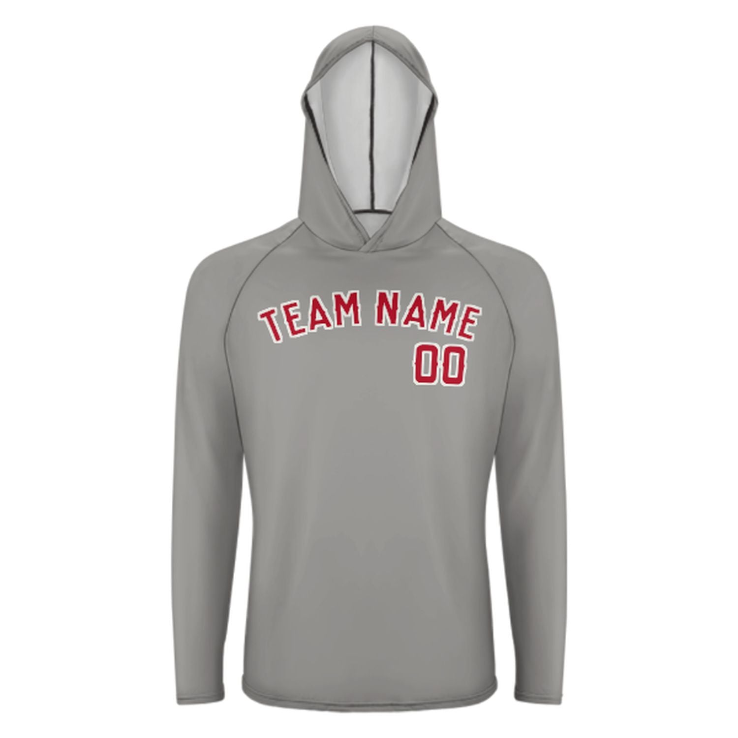 Maßgeschneidertes Grau Rot UV-Hoodie