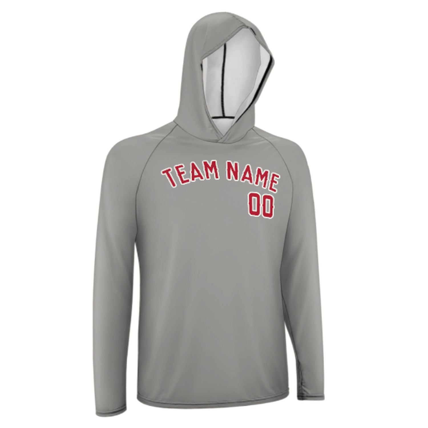 Maßgeschneidertes Grau Rot UV-Hoodie