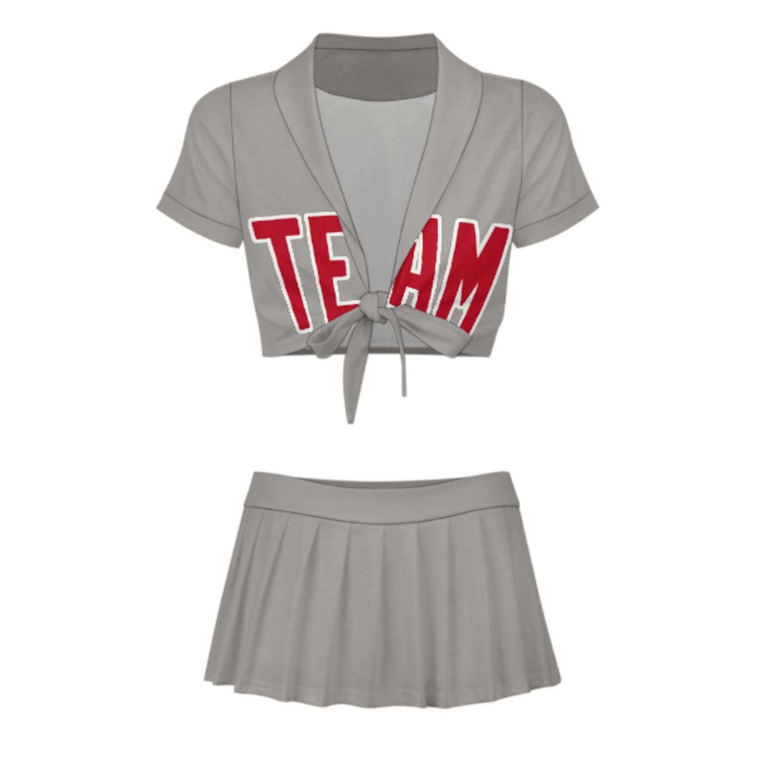 Maßgeschneidertes Grau Rot Cheerleader Outfit Set