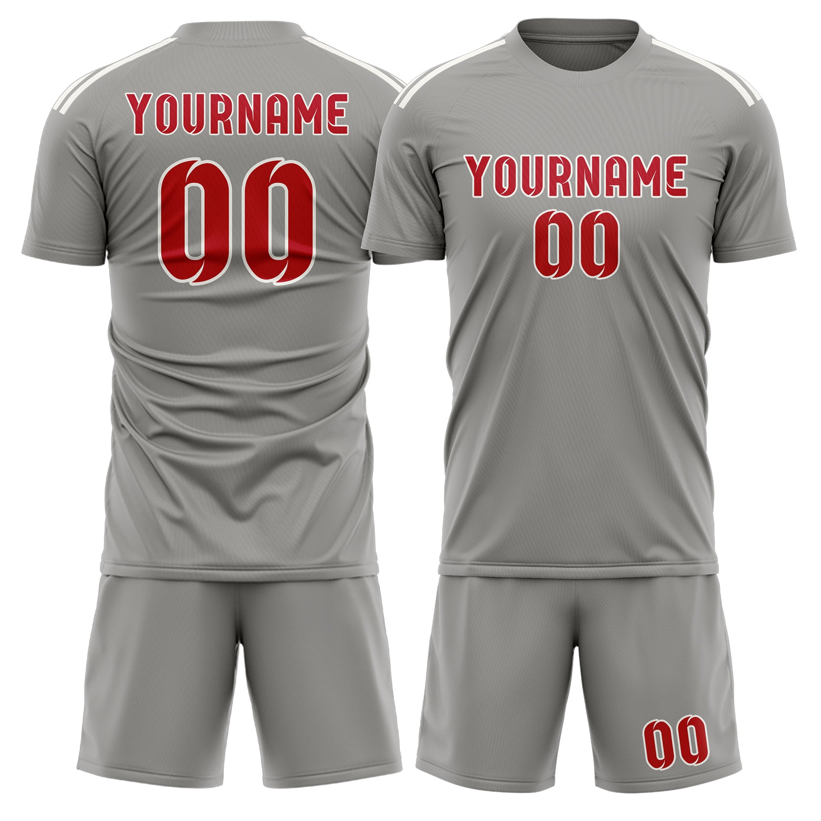 Maßgeschneidertes Professionelles Grau Rot Fußballtrikot-Set