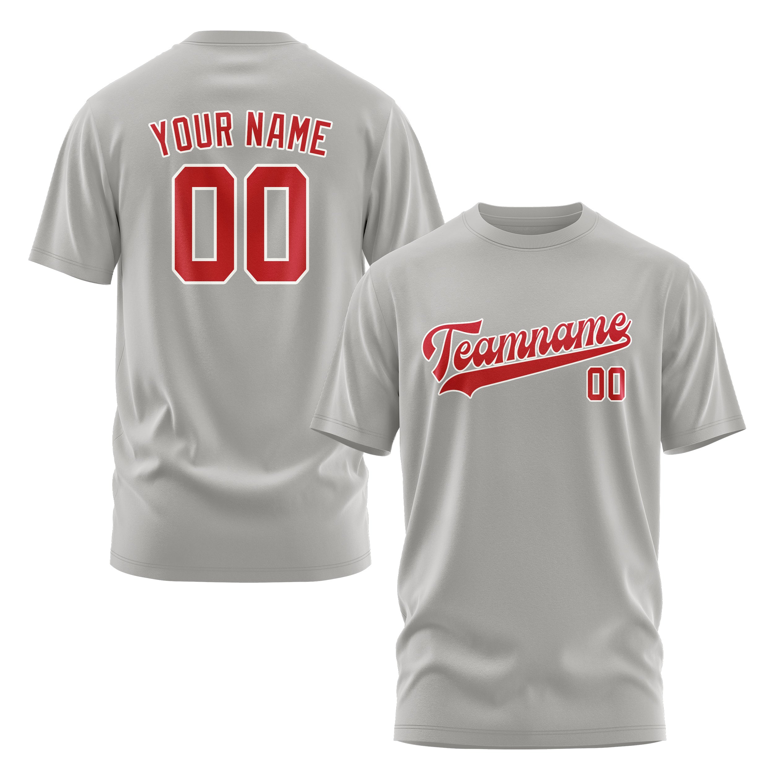 Maßgeschneidertes Grau Rot T-Shirt