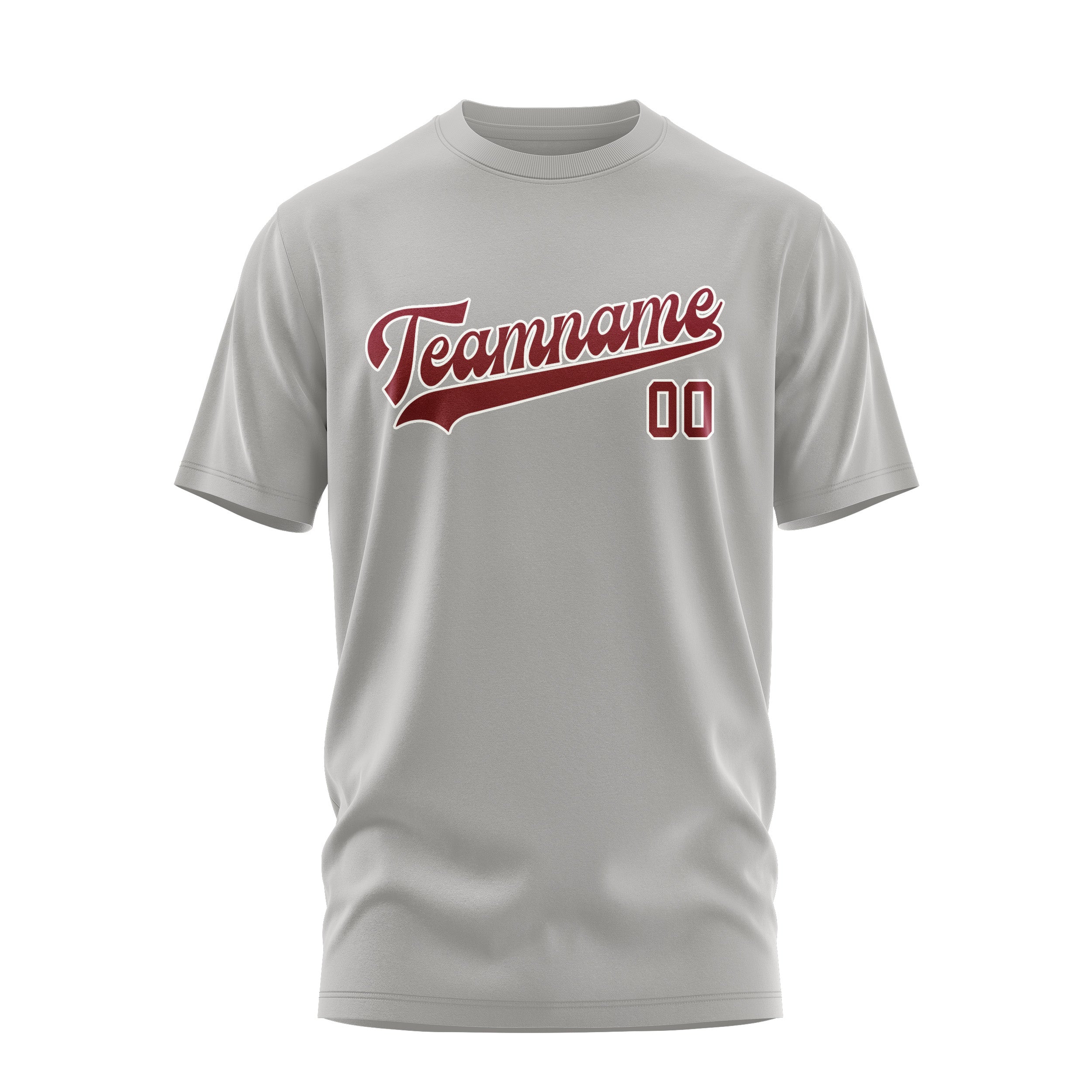 Maßgeschneidertes Grau Karmesinrot T-Shirt