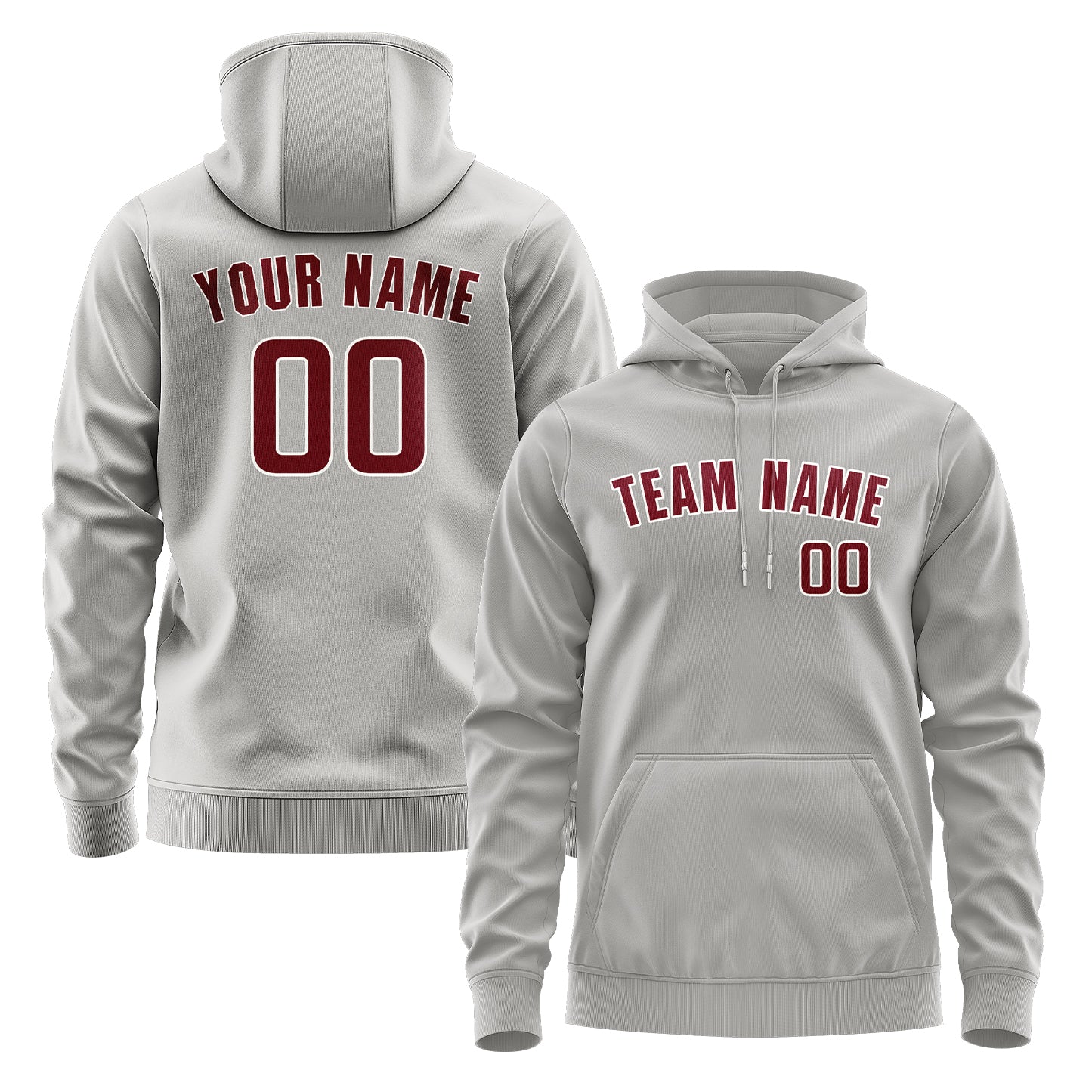 Maßgeschneidertes Grau Karmesinrot Hoodie