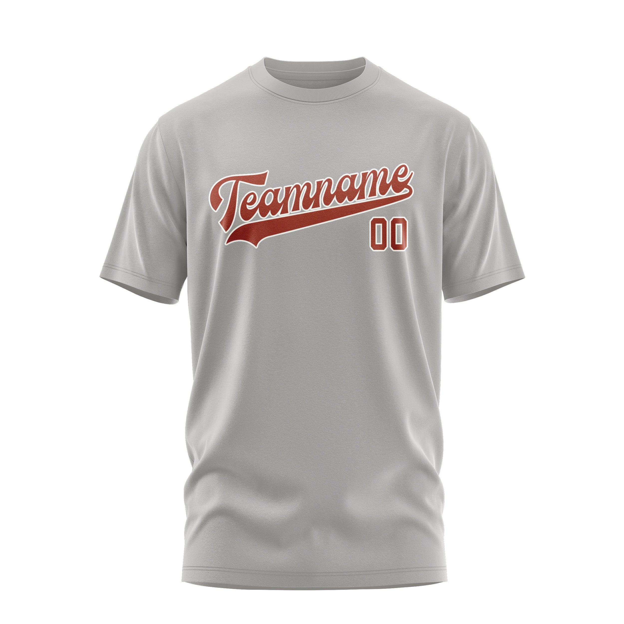 Maßgeschneidertes Grau Korallenrot T-Shirt