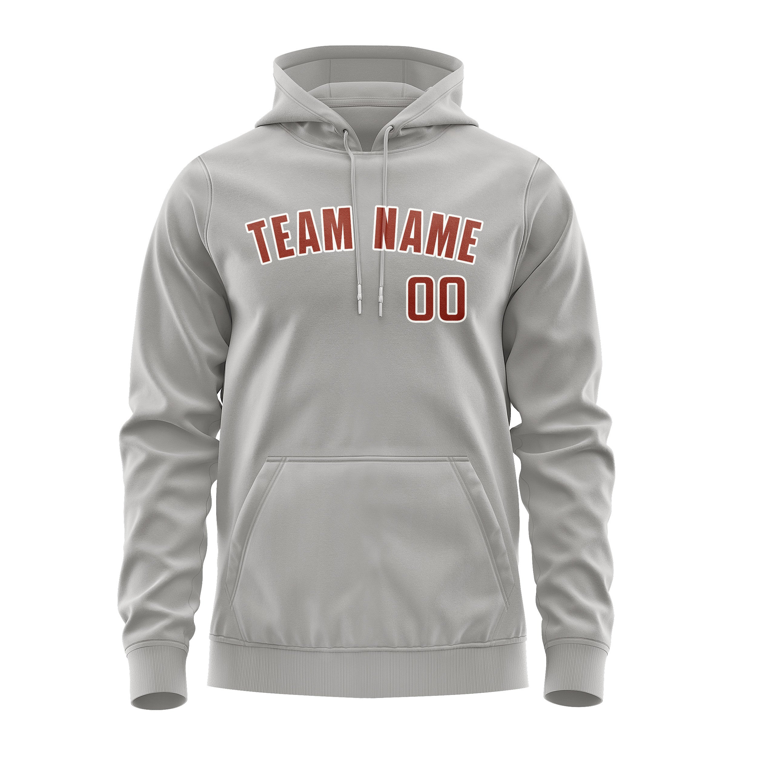 Maßgeschneidertes Grau Korallenrot Hoodie