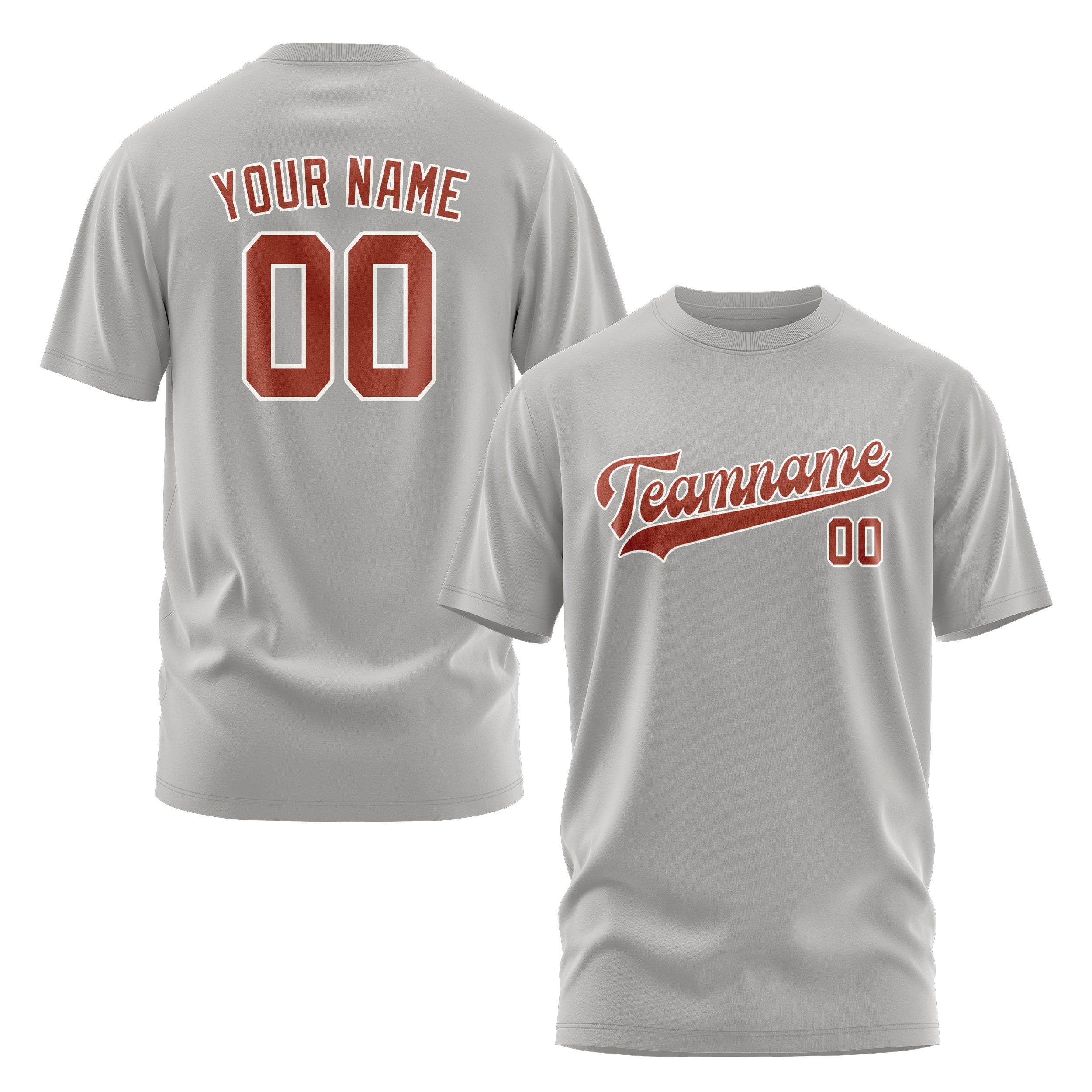 Maßgeschneidertes Grau Korallenrot T-Shirt