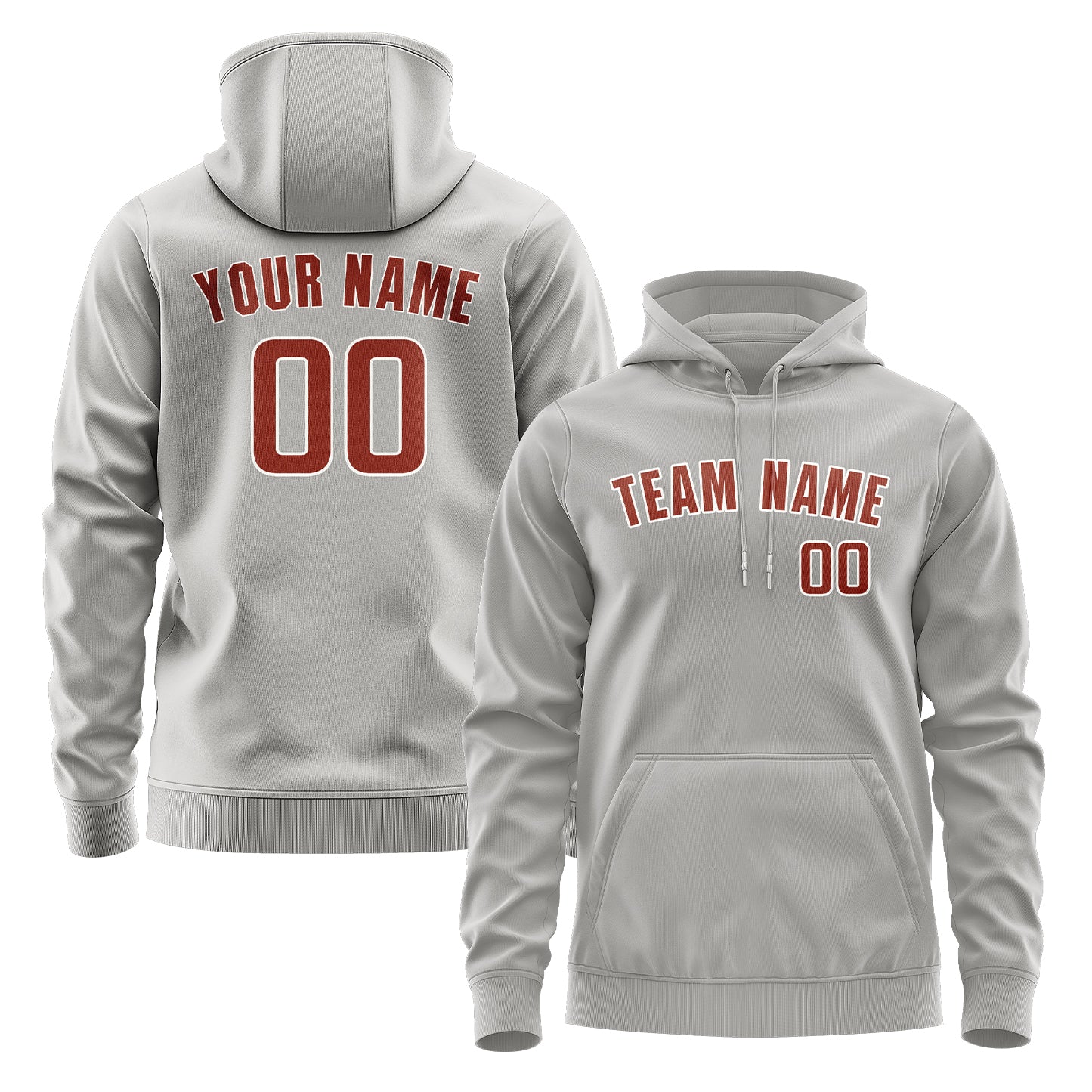 Maßgeschneidertes Grau Korallenrot Hoodie