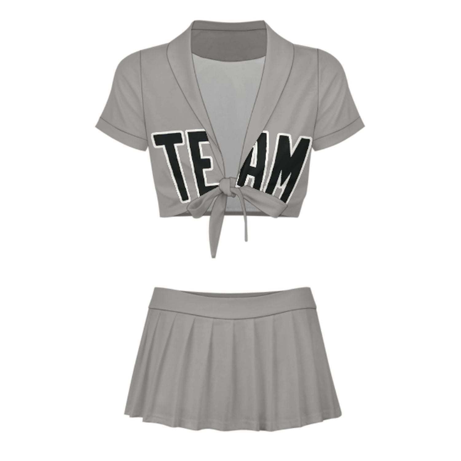 Maßgeschneidertes Grau Schwarz Cheerleader Outfit Set
