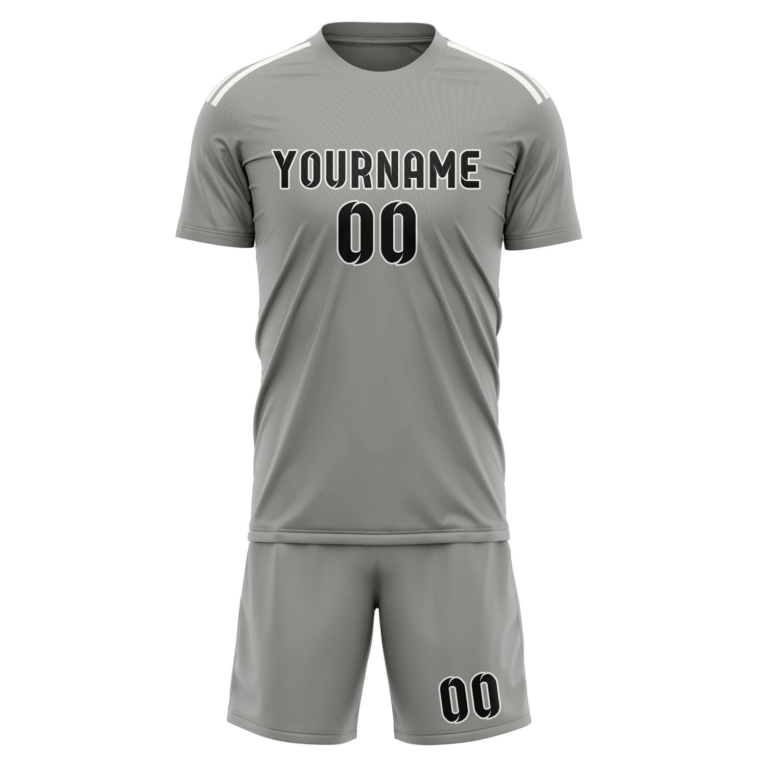 Maßgeschneidertes Professionelles Grau Schwarz Fußballtrikot-Set