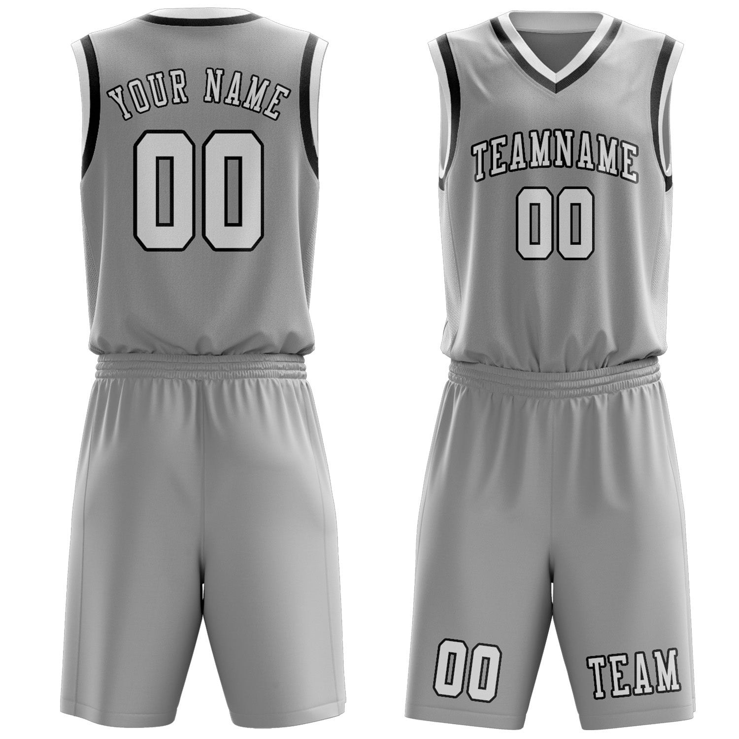 Benutzerdefiniertes Professionelles Grau Weiß Basketballtrikot-Set