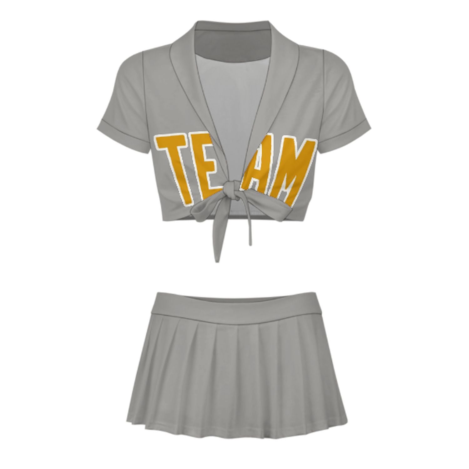 Maßgeschneidertes Grau Gelb Cheerleader Outfit Set