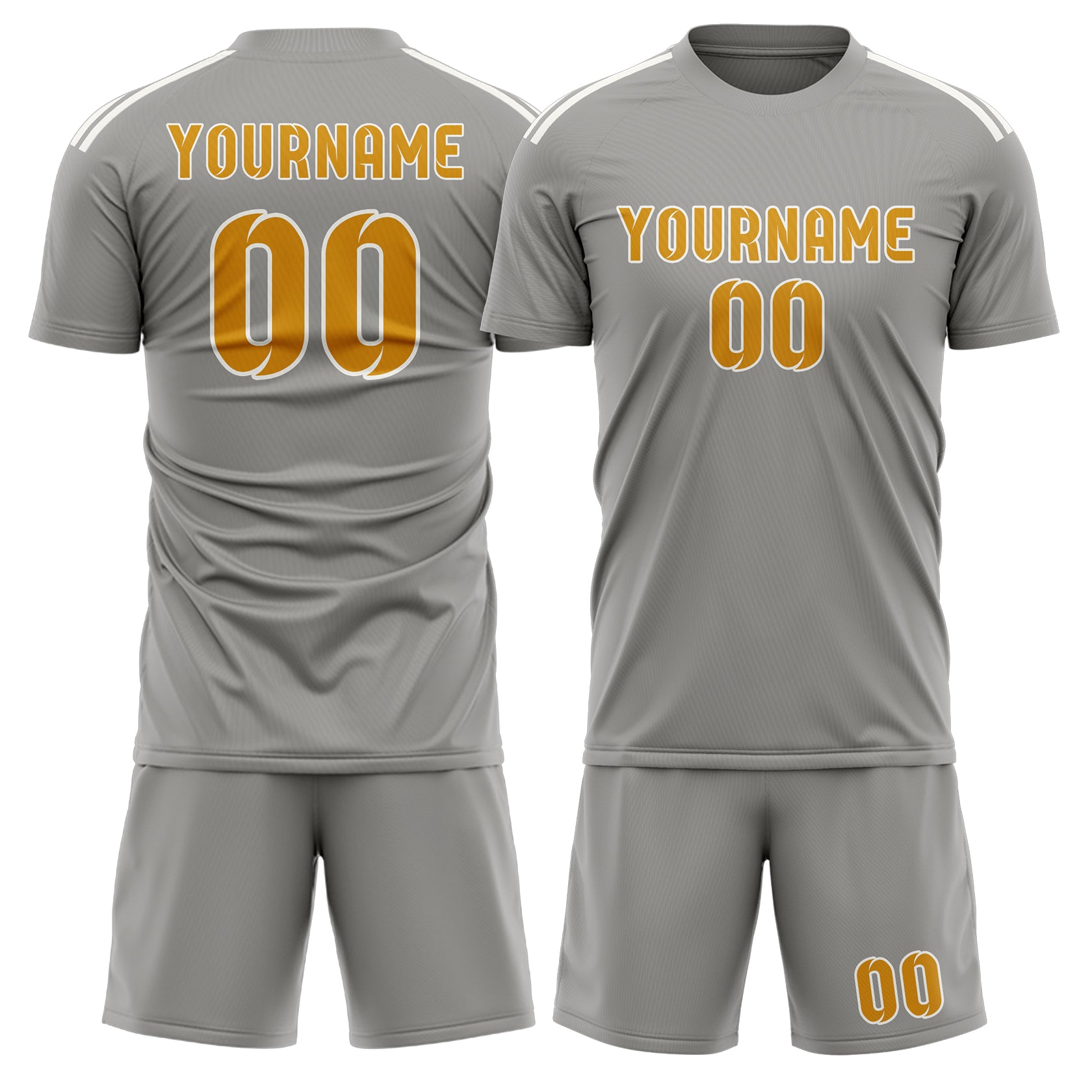 Maßgeschneidertes Professionelles Grau Gelb Fußballtrikot-Set