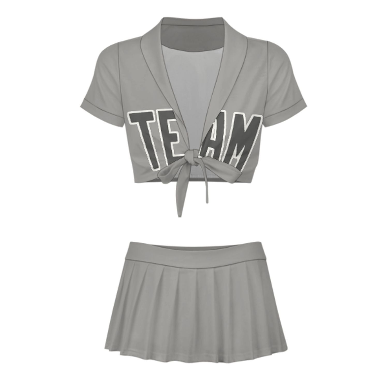 Maßgeschneidertes Grau Dunkelgrau Cheerleader Outfit Set
