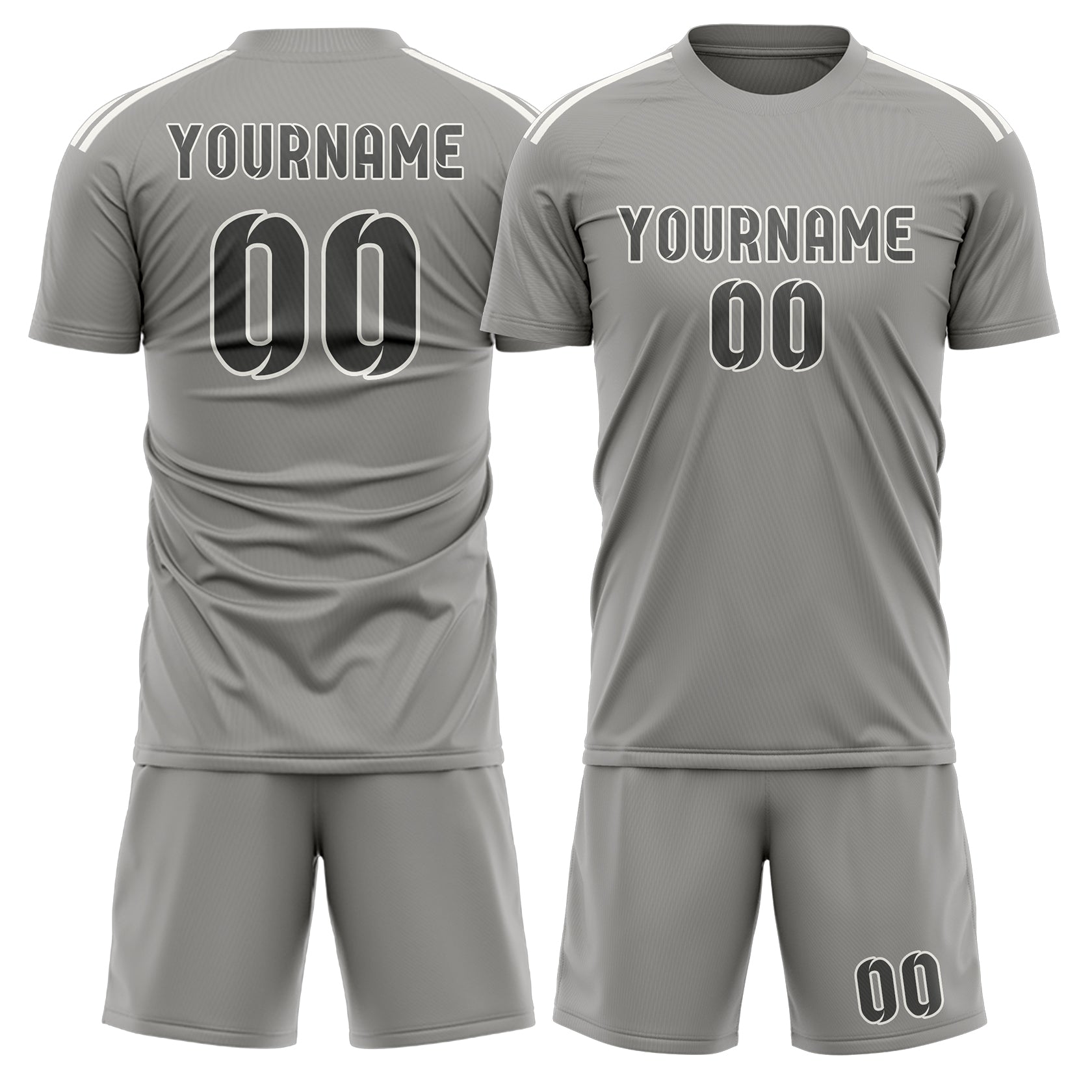 Maßgeschneidertes Professionelles Grau Dunkelgrau Fußballtrikot-Set