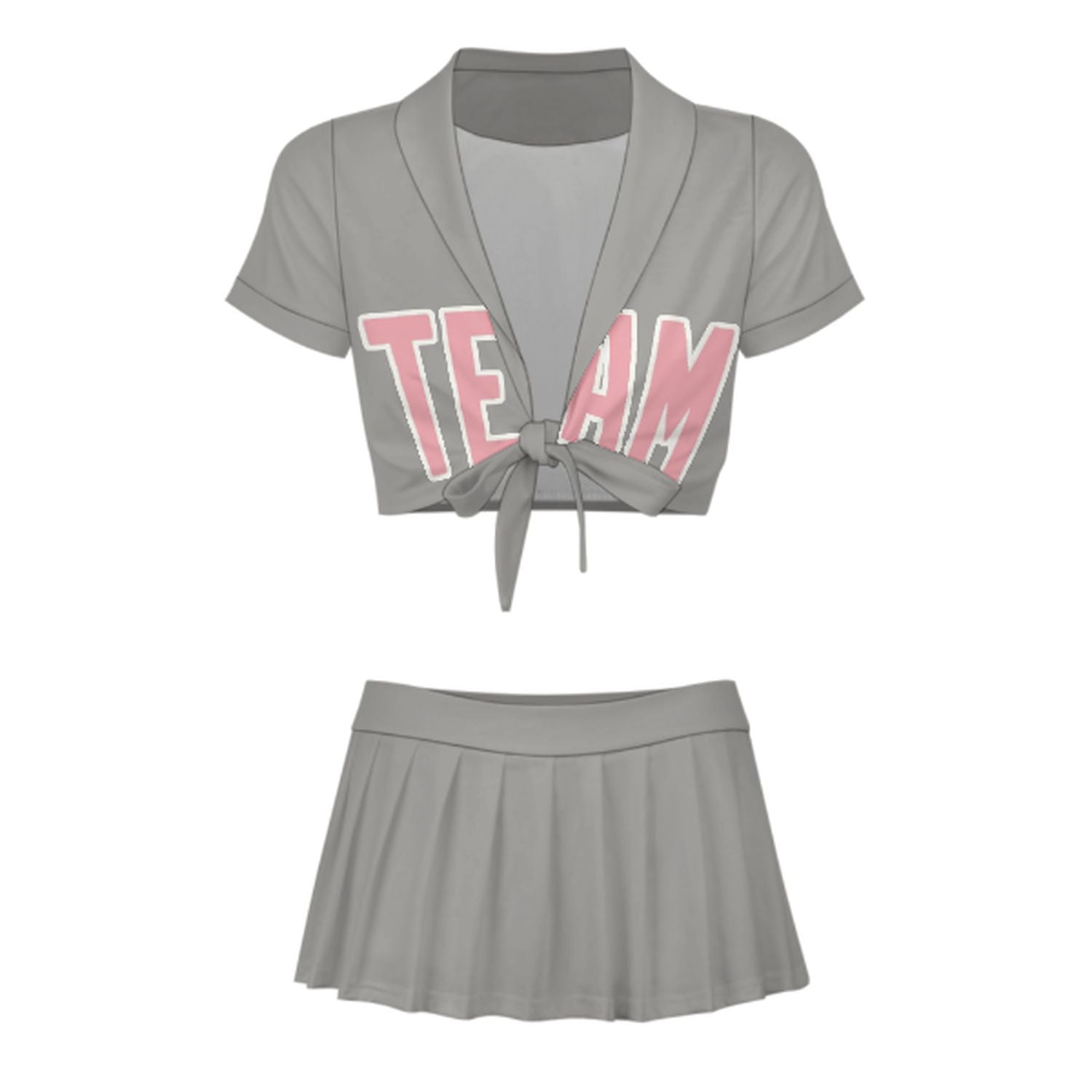 Maßgeschneidertes Grau Rosa Cheerleader Outfit Set