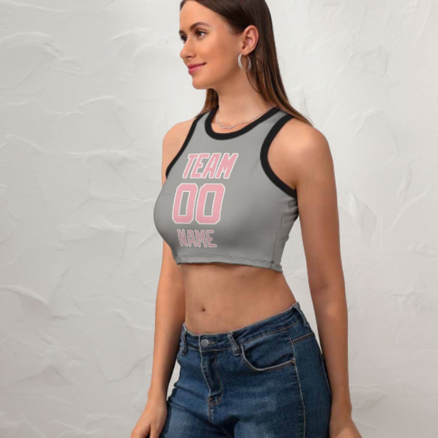 Tailor -made gray pink sleek tank top