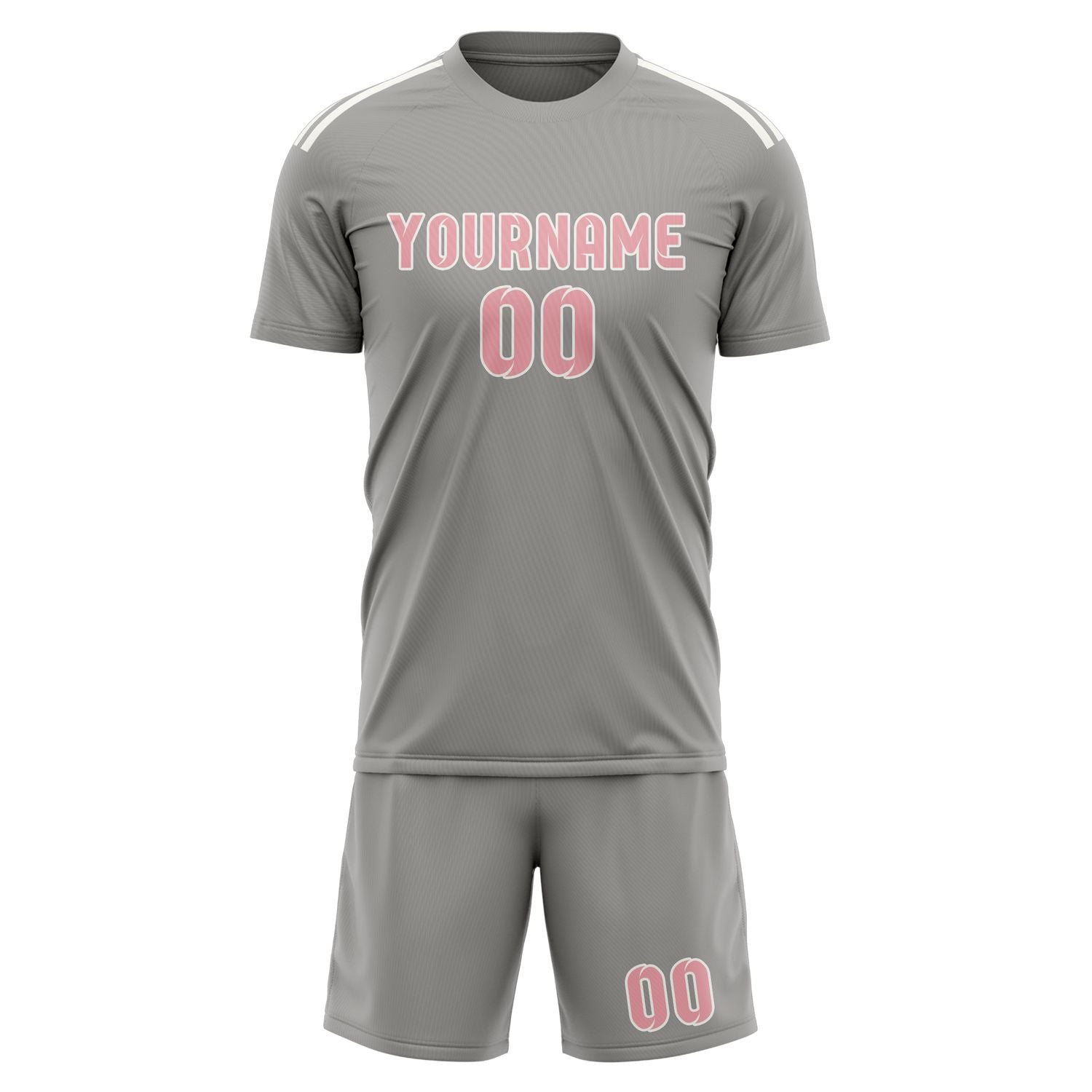 Maßgeschneidertes Professionelles Grau Rosa Fußballtrikot-Set