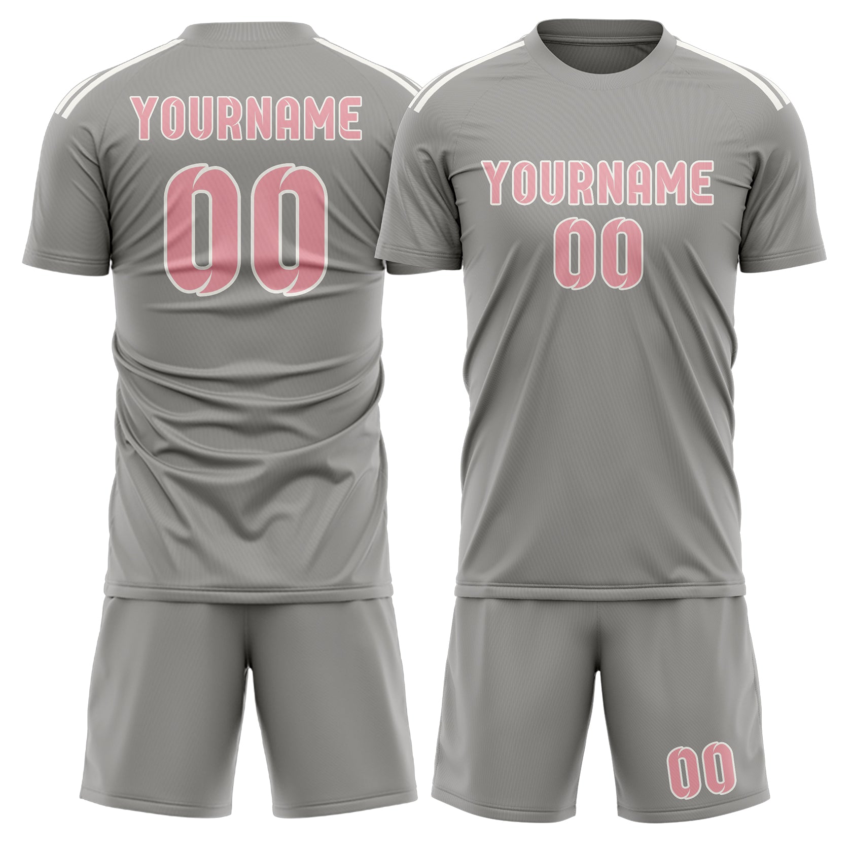 Maßgeschneidertes Professionelles Grau Rosa Fußballtrikot-Set