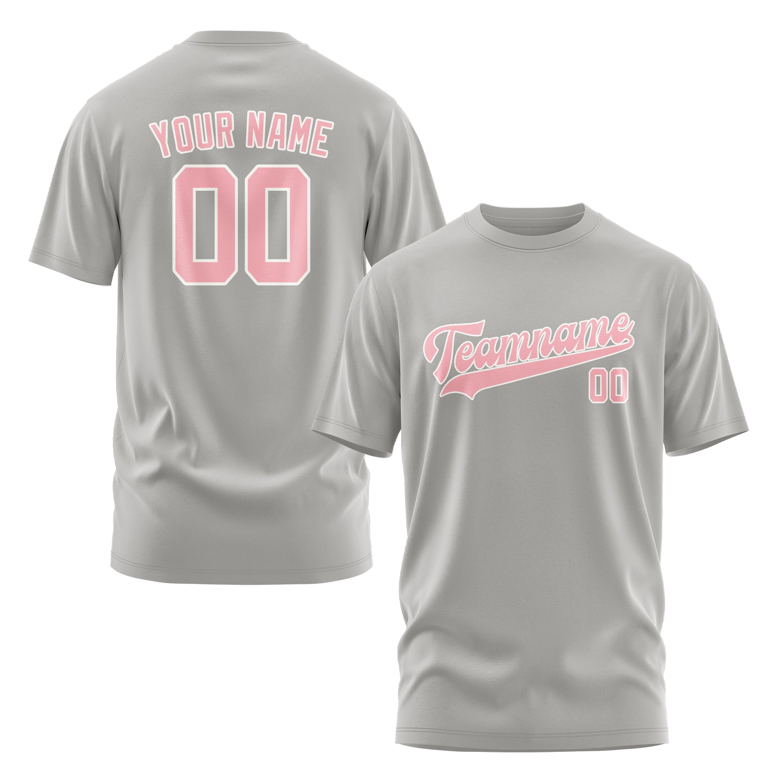 Maßgeschneidertes Grau Rosa T-Shirt