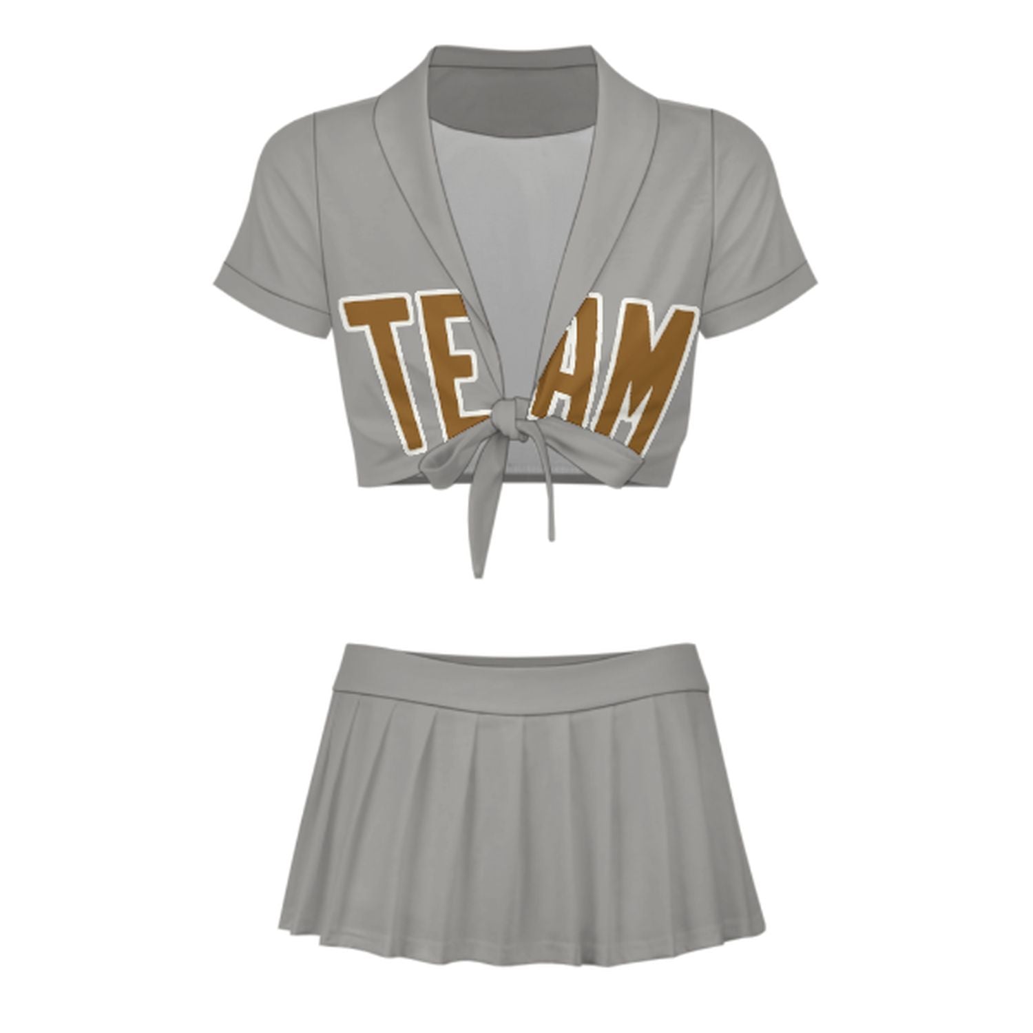 Maßgeschneidertes Grau Khaki Cheerleader Outfit Set