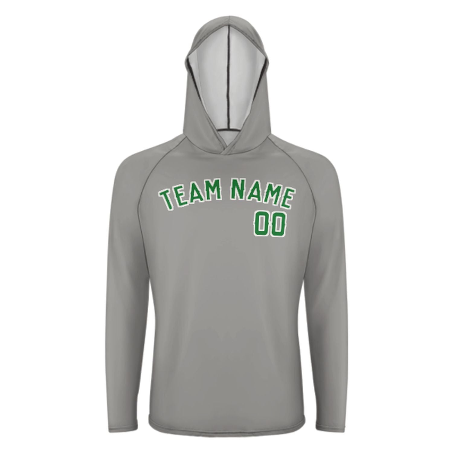 Maßgeschneidertes Grau Smaragdgrün UV-Hoodie