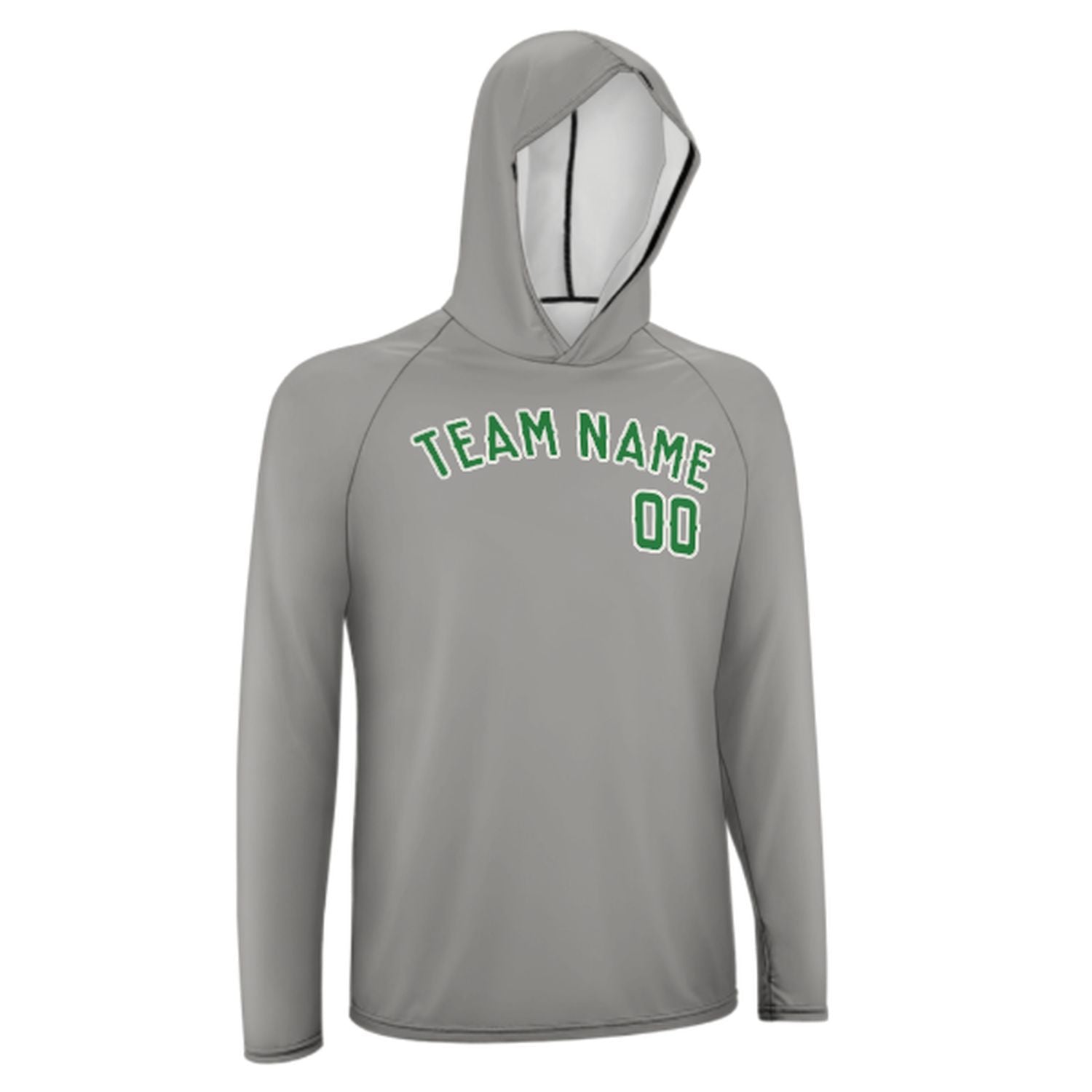 Maßgeschneidertes Grau Smaragdgrün UV-Hoodie