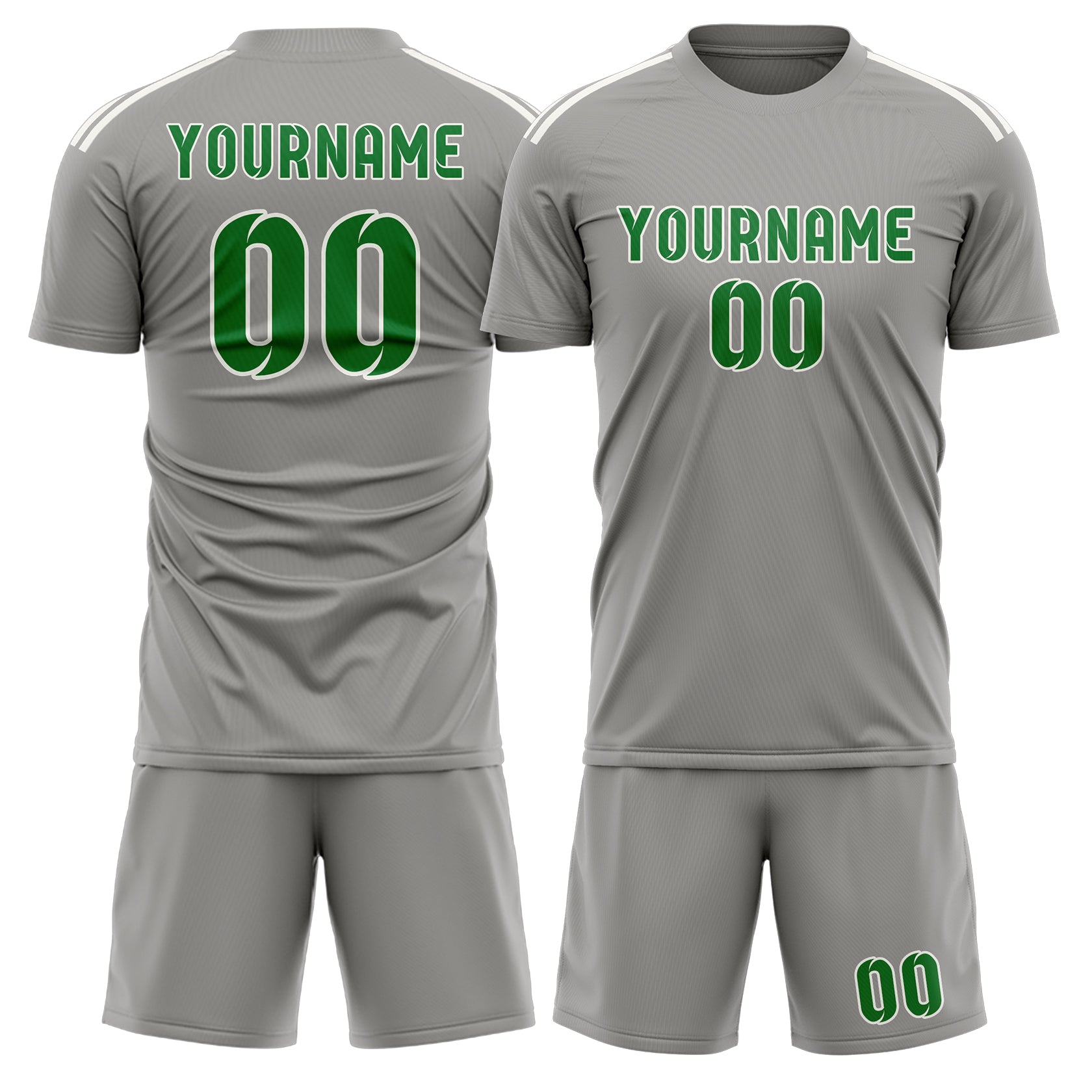 Maßgeschneidertes Professionelles Grau Smaragdgrün Fußballtrikot-Set