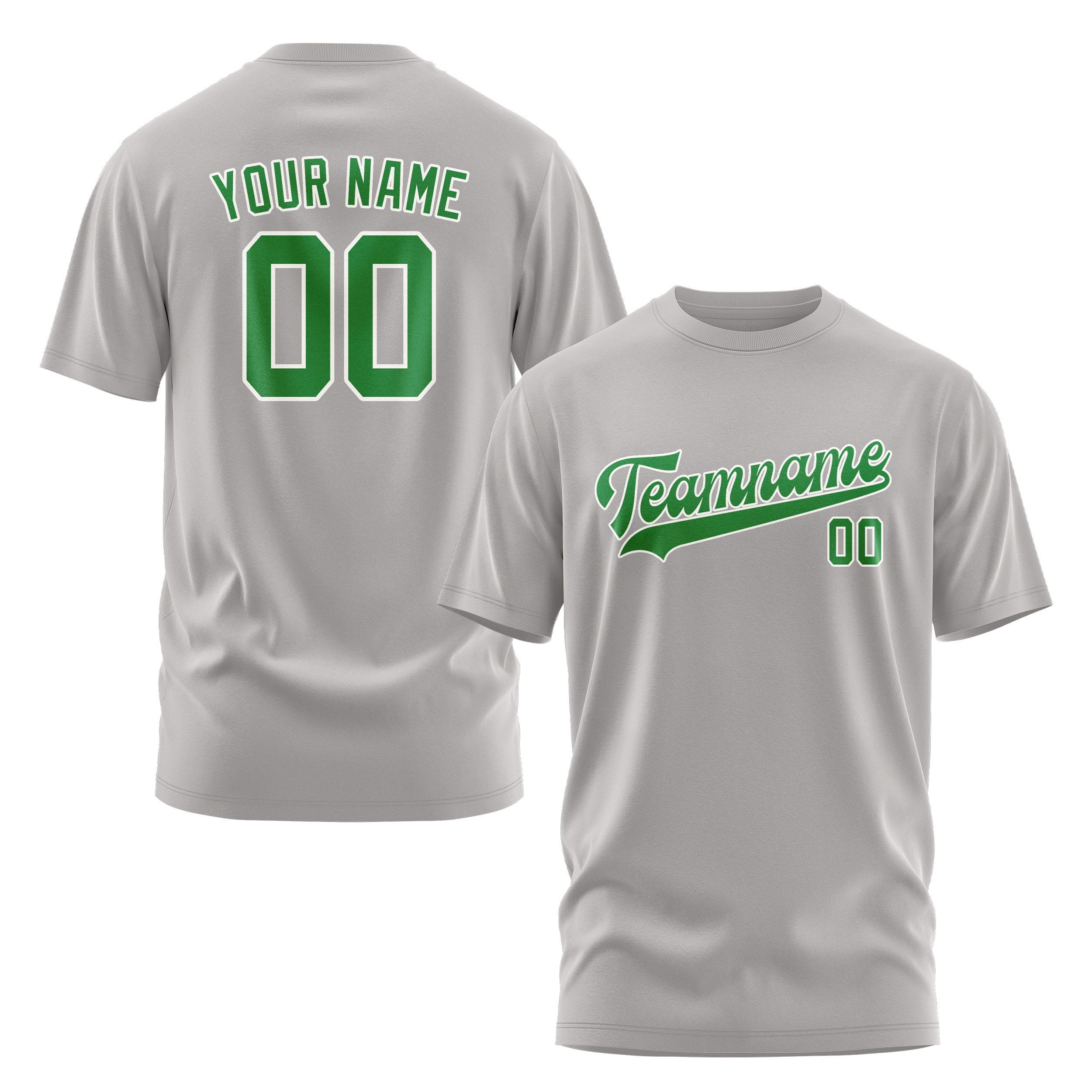 Maßgeschneidertes Grau Smaragdgrün T-Shirt
