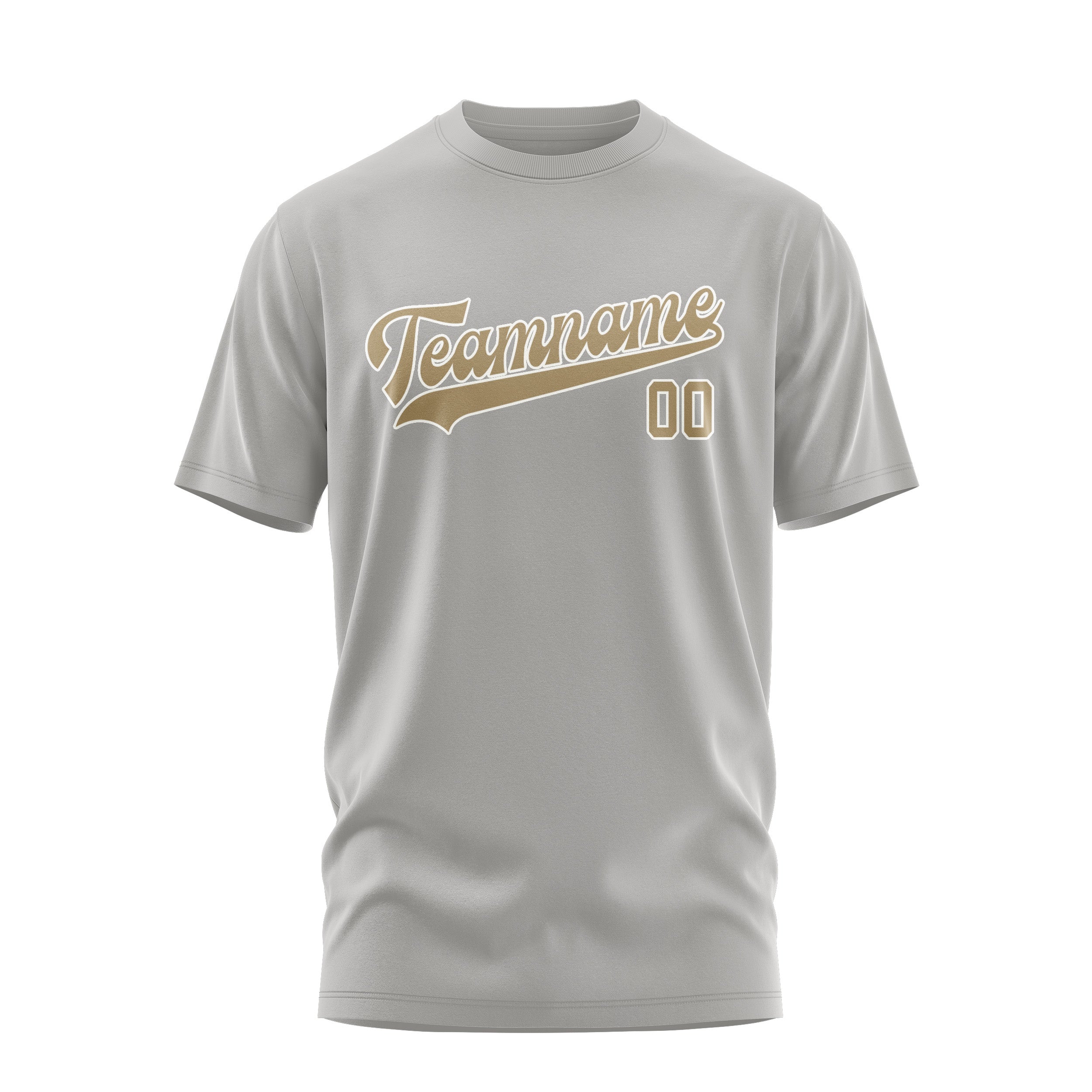 Maßgeschneidertes Grau Hellkhaki T-Shirt