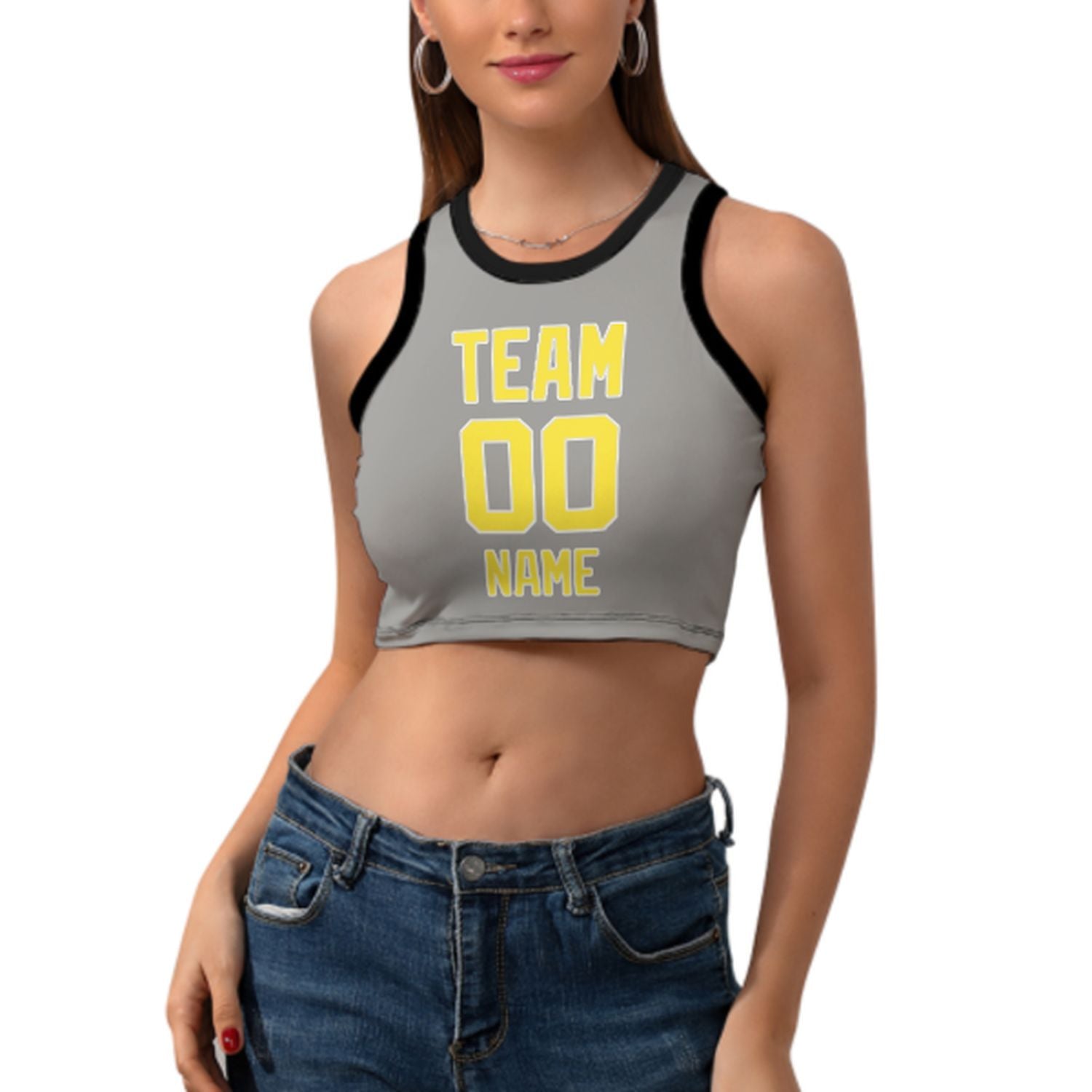 Tailor -made gray pale yellow sleeveless tank top
