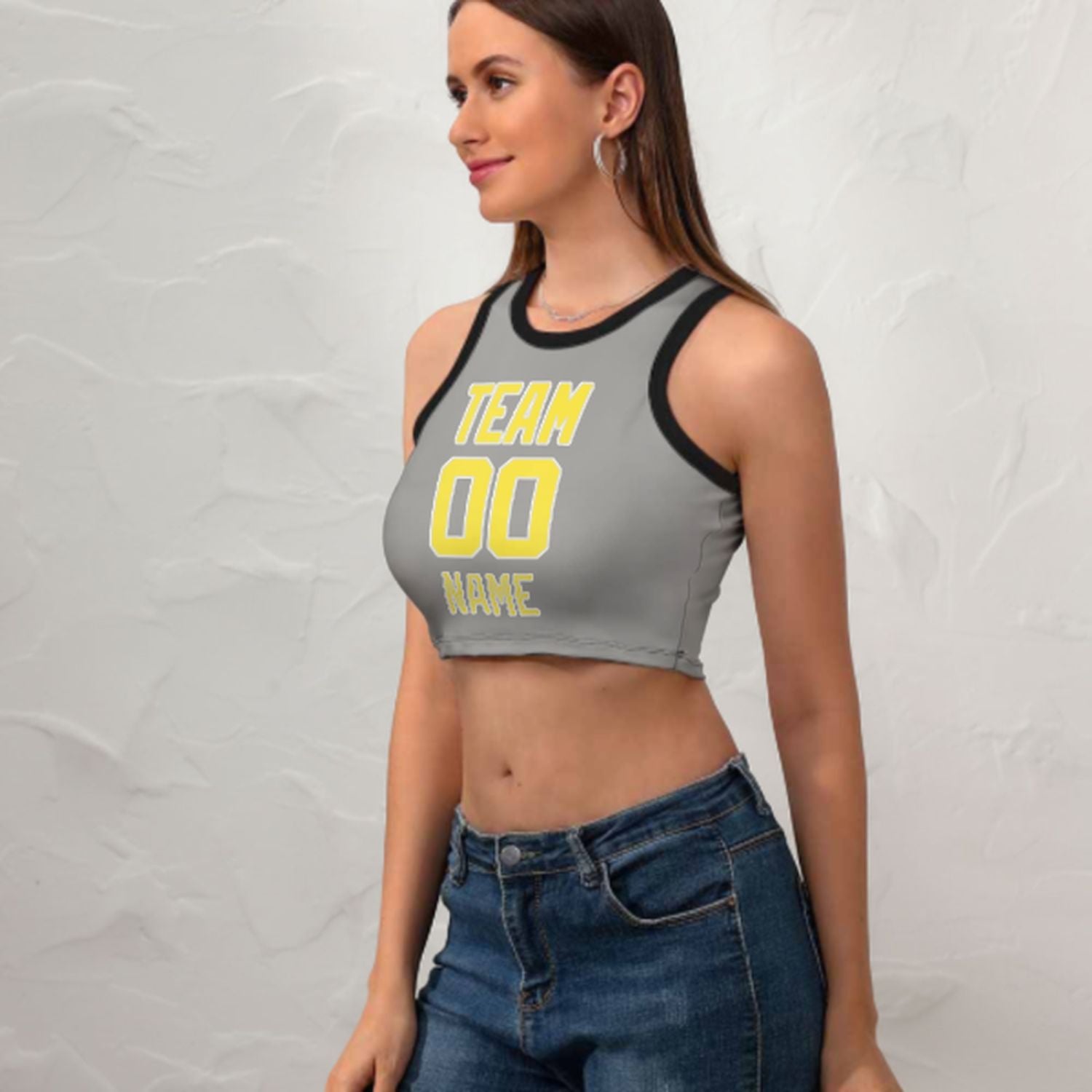 Tailor -made gray pale yellow sleeveless tank top