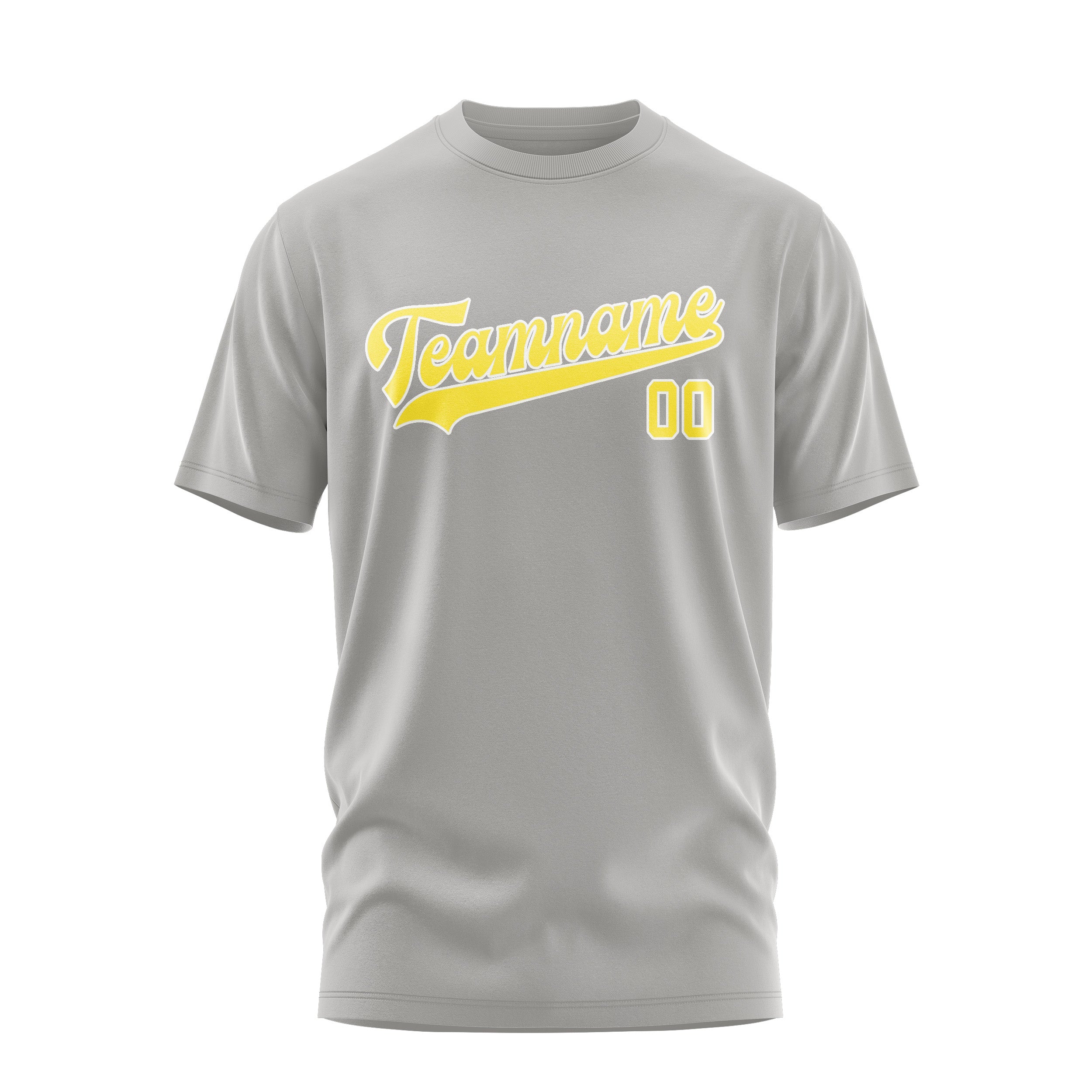 Maßgeschneidertes Grau Blassgelb T-Shirt